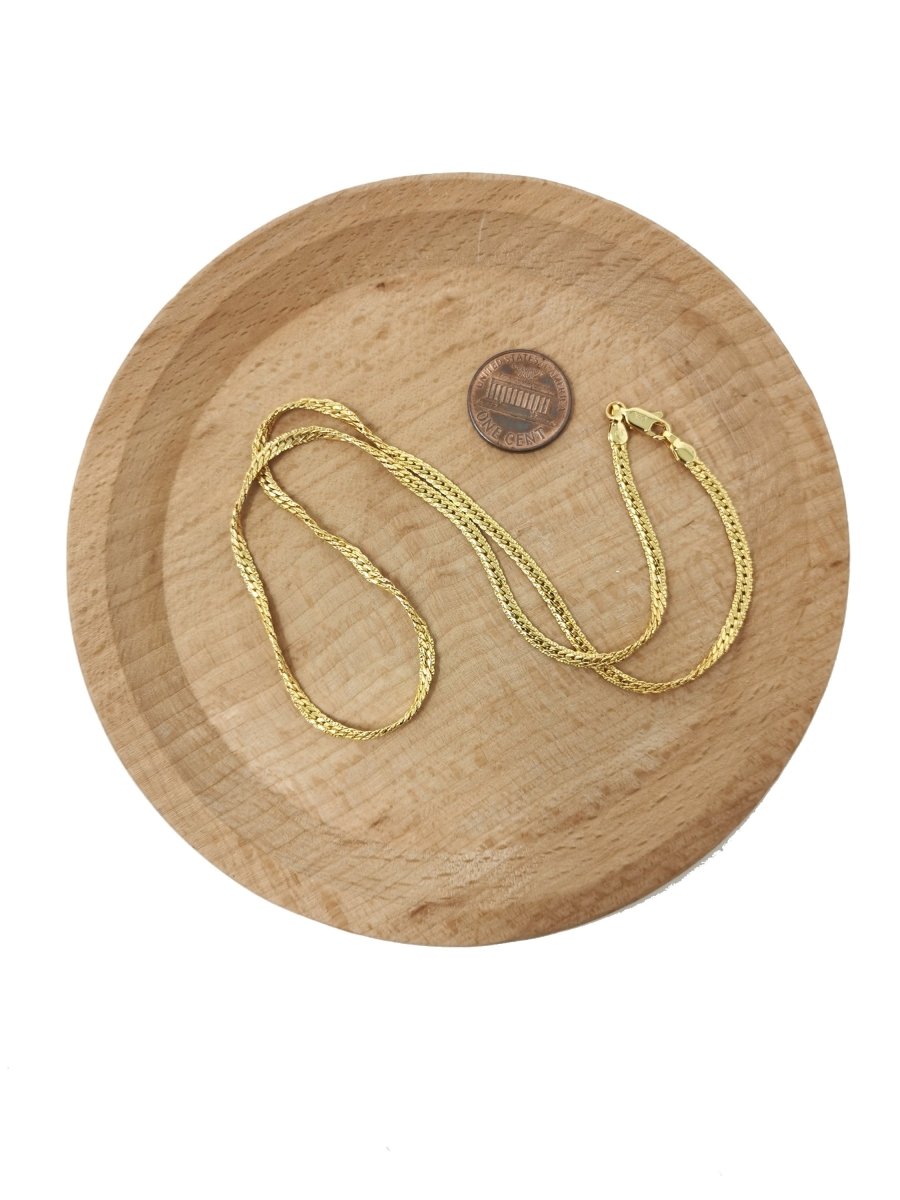 17.7" 24K Gold Filled Herringbone Necklace, 2.3mm In Width, w/ Lobster Clasps | CN-526 - DLUXCA