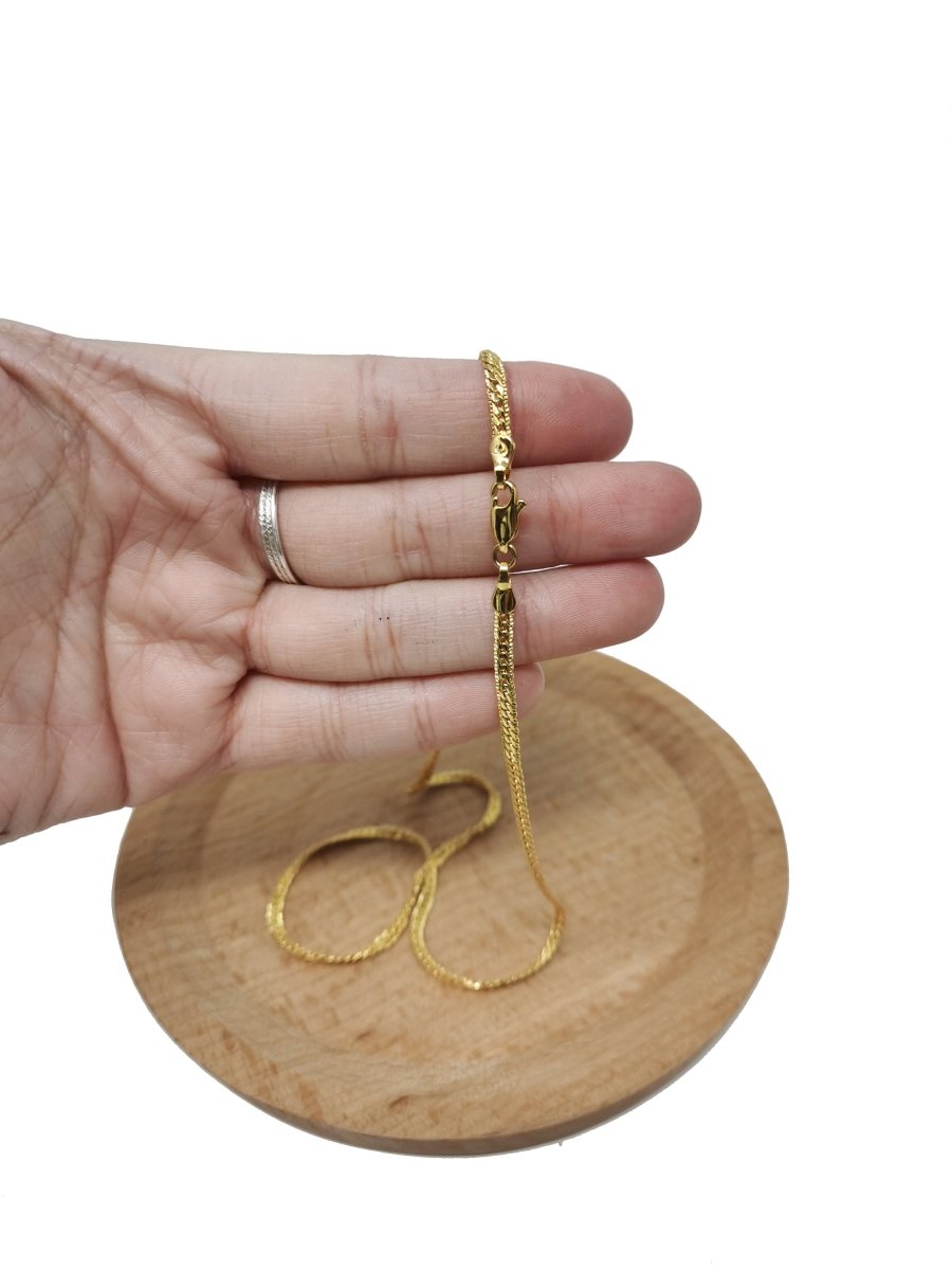 17.7" 24K Gold Filled Herringbone Necklace, 2.3mm In Width, w/ Lobster Clasps | CN-526 - DLUXCA