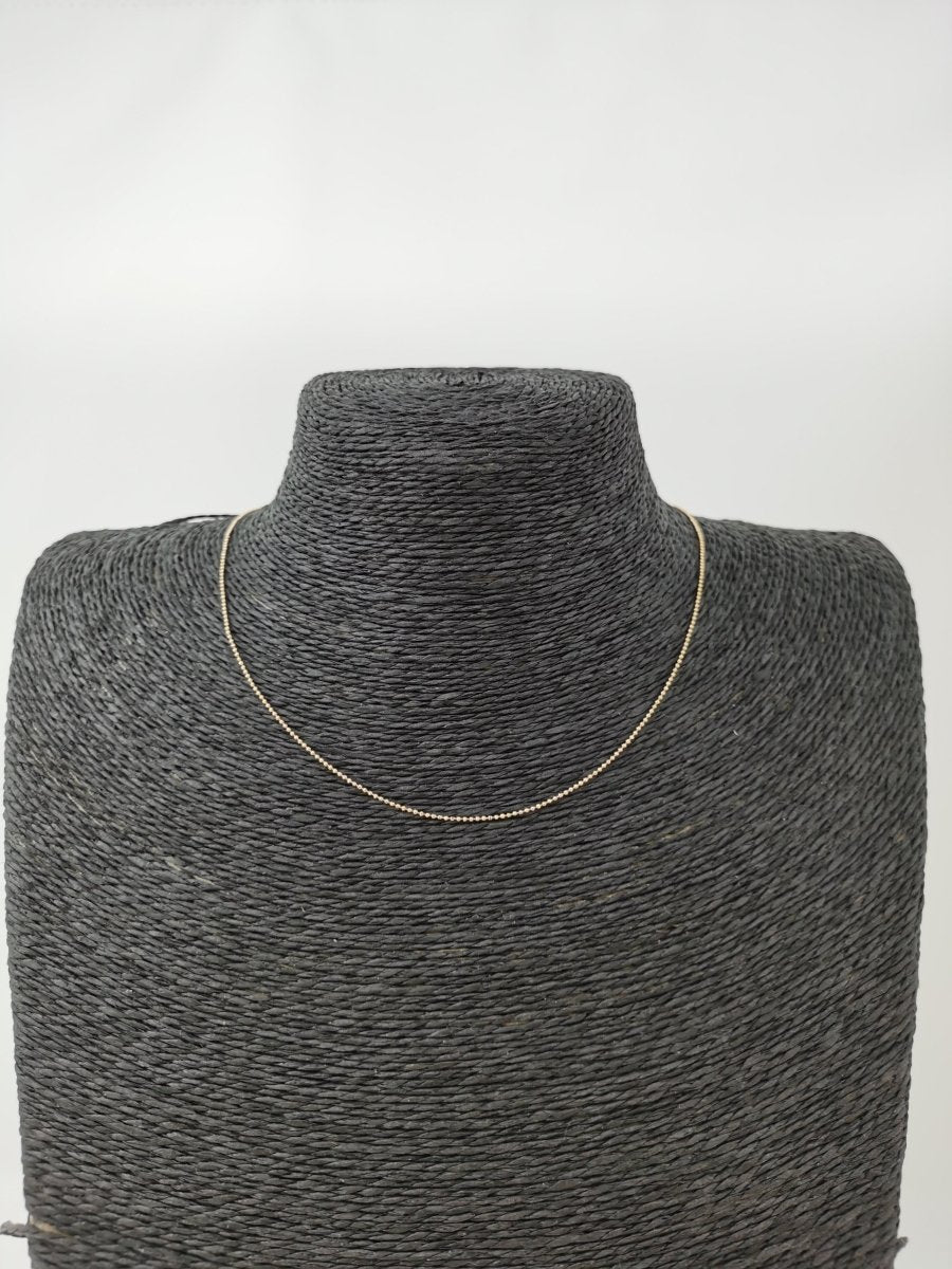 17.7 inch Ball Bead Chain Necklace, 18K Gold Plated Bead Necklace For Jewelry Making, Dainty 0.8mm Bead Necklace w/ Spring Ring | CN-595 - DLUXCA