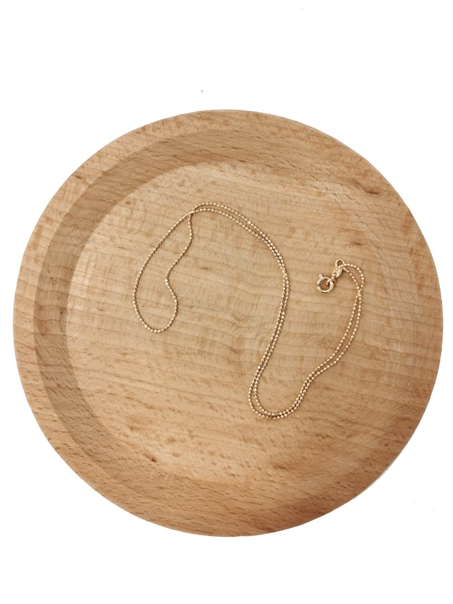 17.7 inch Ball Bead Chain Necklace, 18K Gold Plated Bead Necklace For Jewelry Making, Dainty 0.8mm Bead Necklace w/ Spring Ring | CN-595 - DLUXCA