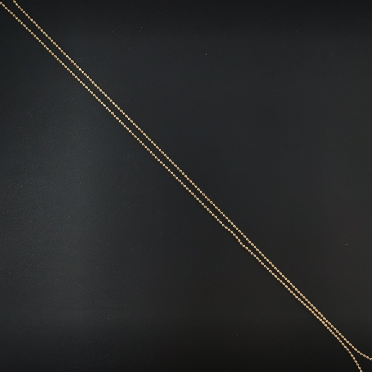 17.7 inch Ball Bead Chain Necklace, 18K Gold Plated Bead Necklace For Jewelry Making, Dainty 0.8mm Bead Necklace w/ Spring Ring | CN-595 - DLUXCA