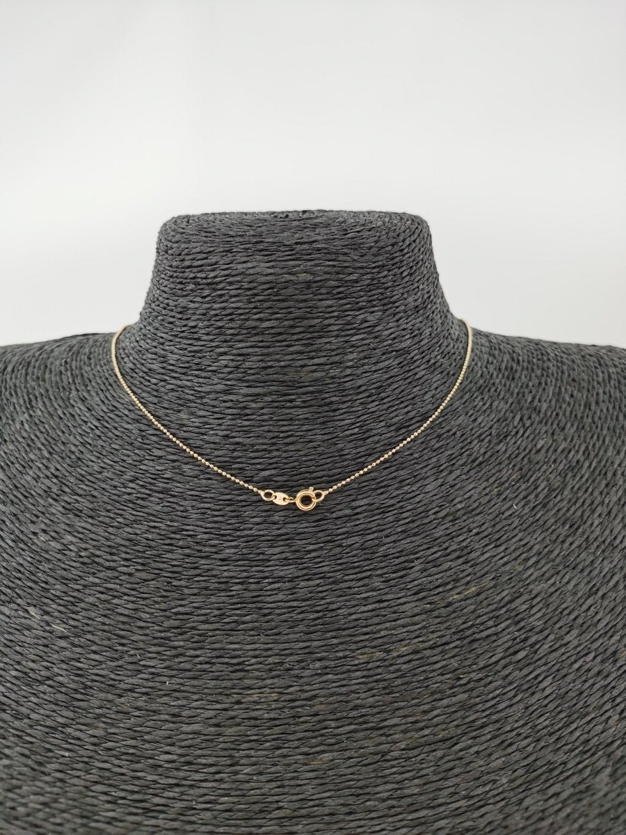 17.7 inch Ball Bead Chain Necklace, 18K Gold Plated Bead Necklace For Jewelry Making, Dainty 0.8mm Bead Necklace w/ Spring Ring | CN-595 - DLUXCA