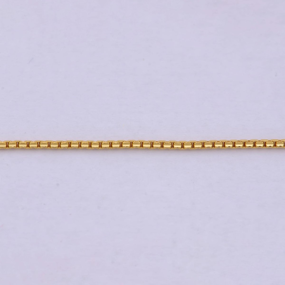 17.7 Inch Boston Box Finished Chain, Dainty 1.1mm 24K Gold Plated Box Necklace with Spring Ring | WA-624 Clearance Pricing - DLUXCA