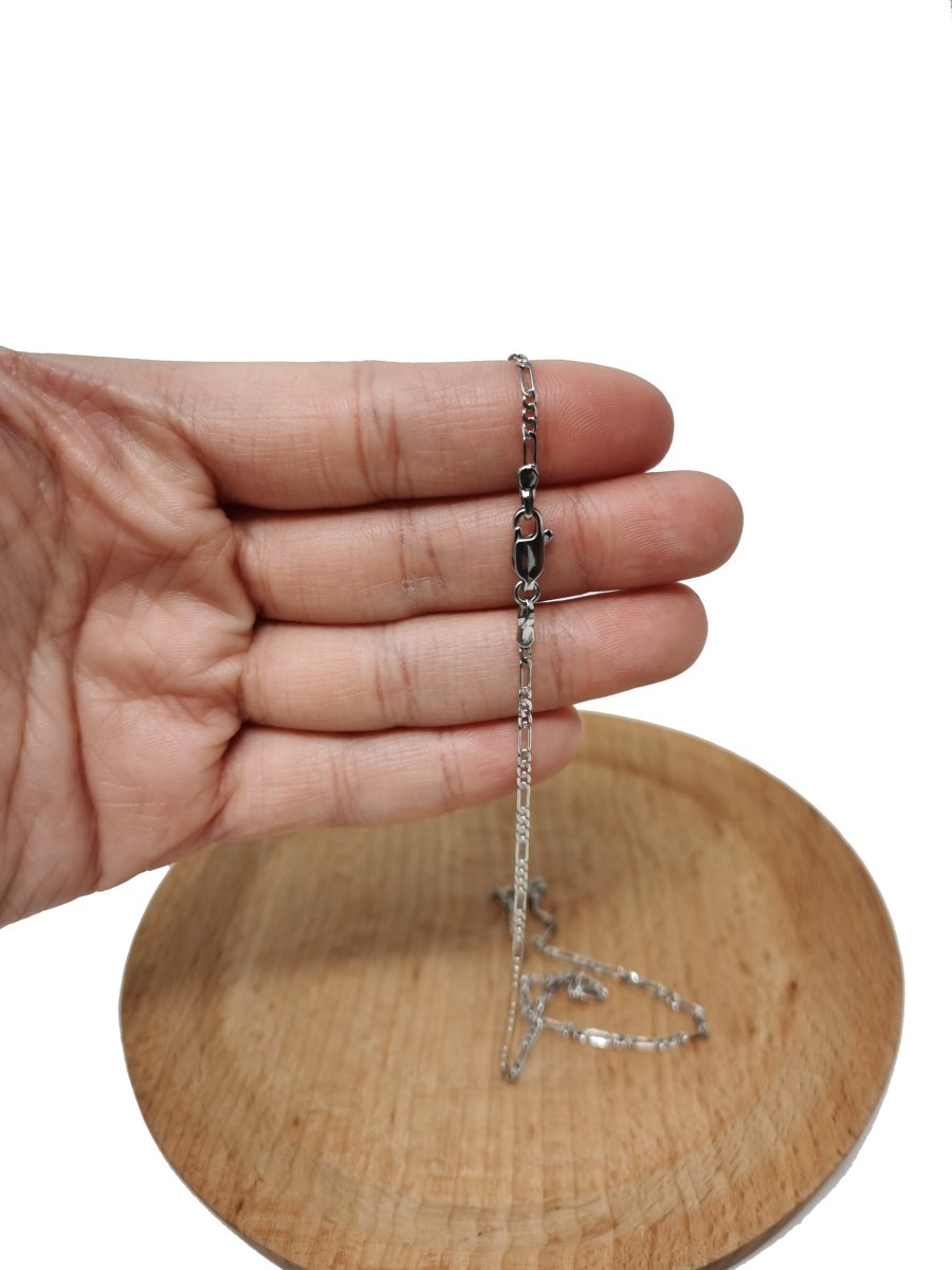 17.7 inch Figaro Chain Necklace, White Gold Filled Necklace For Jewelry Making, Dainty 1.5mm Figaro Necklace w/ Lobster Clasps | CN-628 Clearance Pricing - DLUXCA