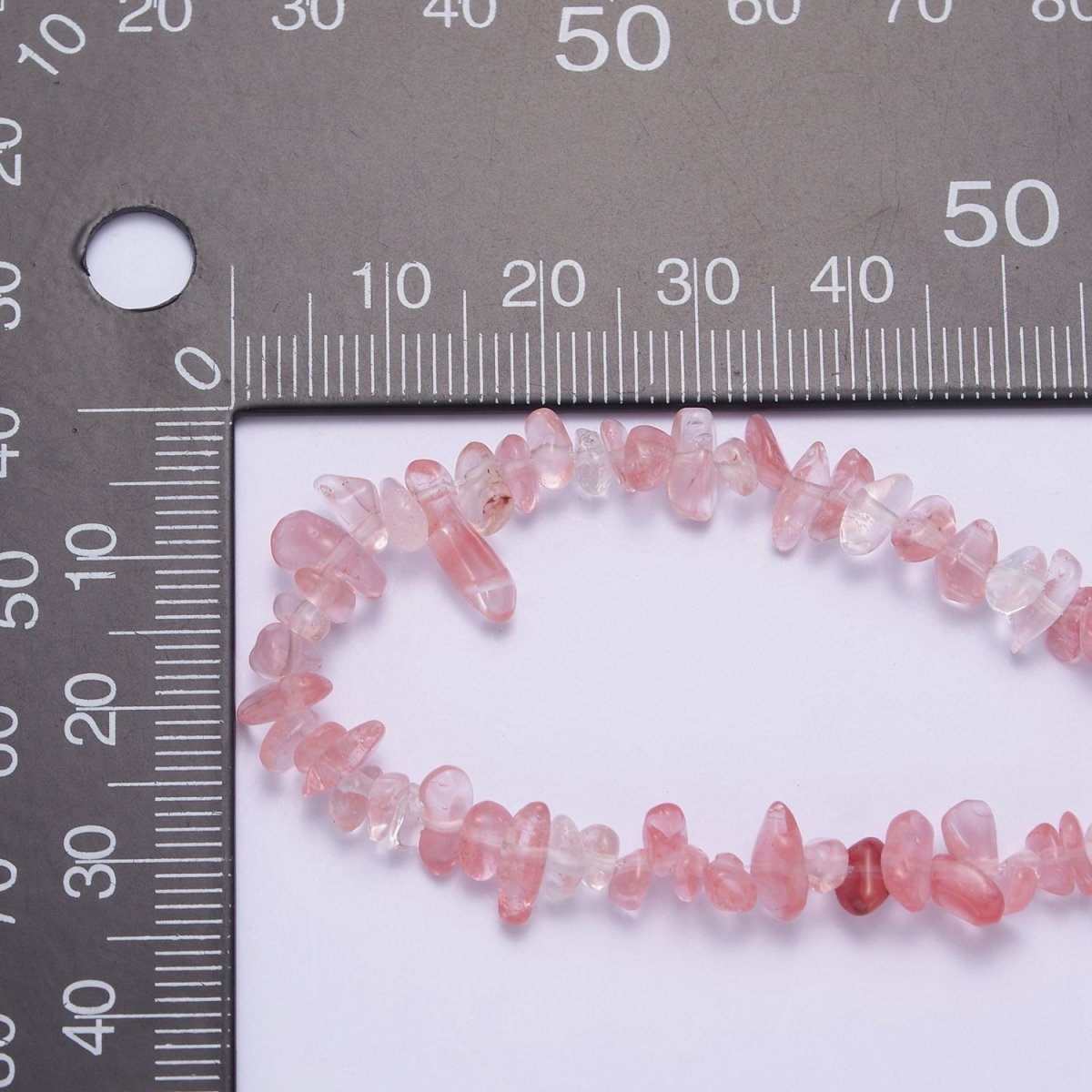 17.7 Inch Natural Watermelon Quartz Crystal Stone Bead Necklace with 2" Extender | WA-634 Clearance Pricing - DLUXCA