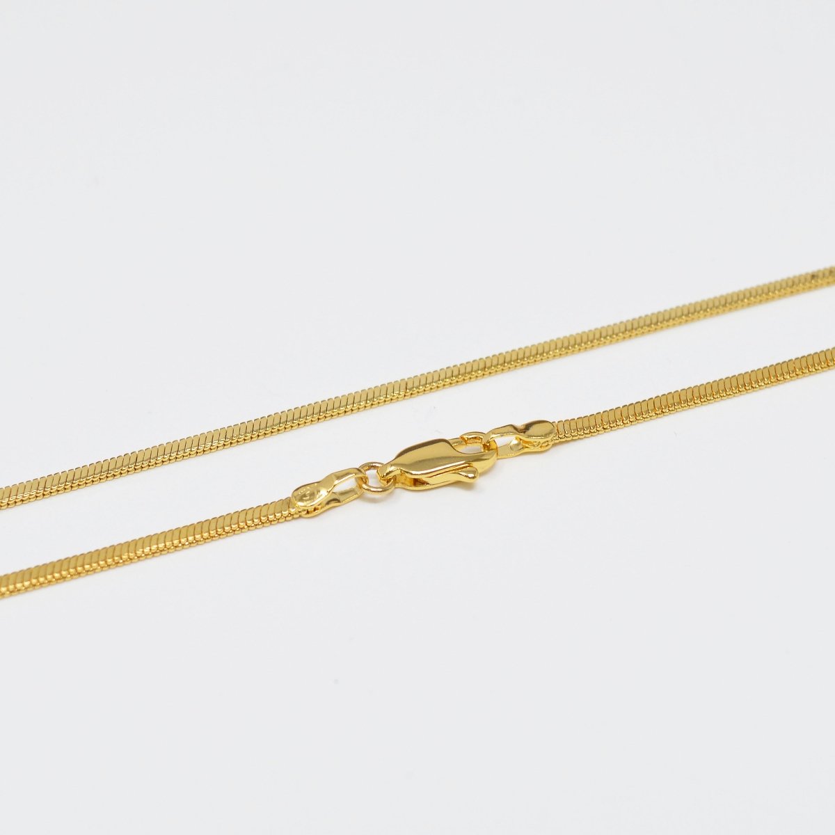 17.7 inch Omega Chain Necklace, 24K Gold Filled Finished Necklace For Jewelry Making, Dainty 1.8mm Omega Necklace w/ Lobster Clasps | CN-985 Clearance Pricing - DLUXCA