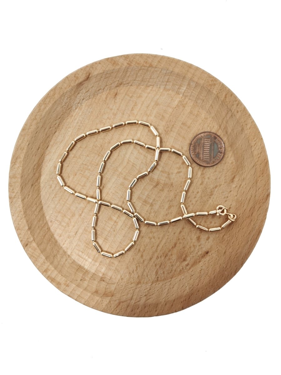 17.7 inches Layering Necklace, 18K Gold Plated 2mm Bead Necklace w/ Spring Rings | CN-657 - DLUXCA