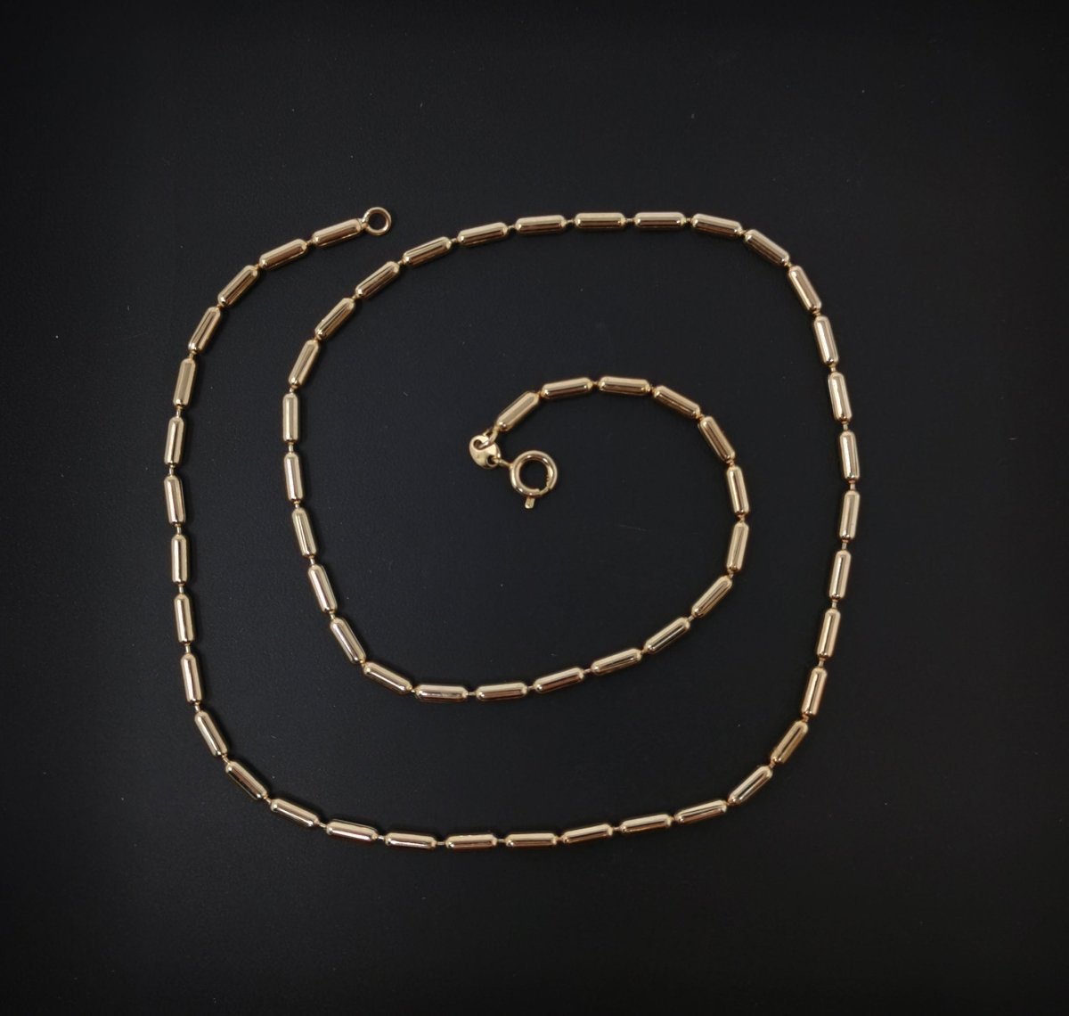 17.7 inches Layering Necklace, 18K Gold Plated 2mm Bead Necklace w/ Spring Rings | CN-657 - DLUXCA