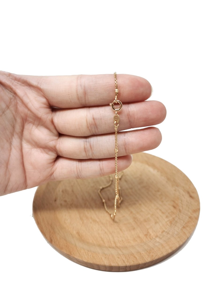 17.7 inches Ready To Use 18K Rosy Gold Filled Box Necklace Chain, Layering Ball Box Chain, Dainty 2mm Box Necklace w/ Spring Ring | CN-692 Clearance Pricing - DLUXCA