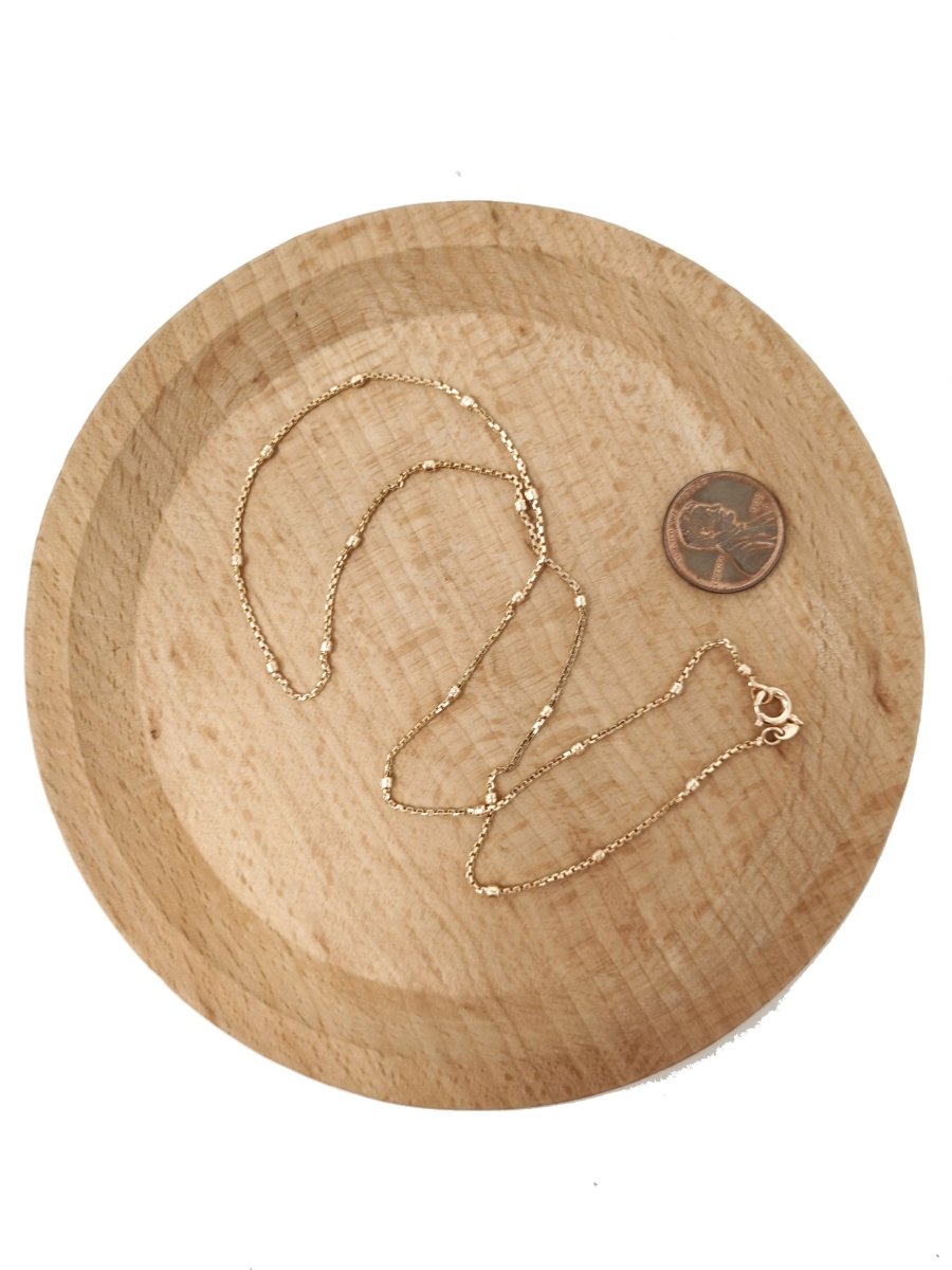 17.7 inches Ready To Use 18K Rosy Gold Filled Box Necklace Chain, Layering Ball Box Chain, Dainty 2mm Box Necklace w/ Spring Ring | CN-692 Clearance Pricing - DLUXCA