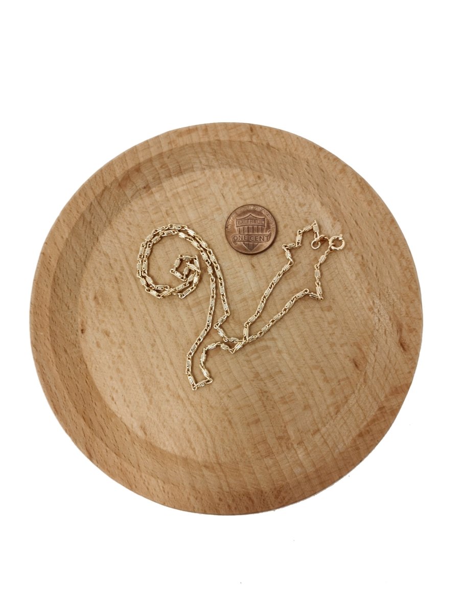 17.7'' Ready to Use 18K Gold Filled Designed Necklace Chain, Layering Designed Chain, Dainty 2mm Designed Necklace w/ Spring Ring | CN-441 Clearance Pricing - DLUXCA