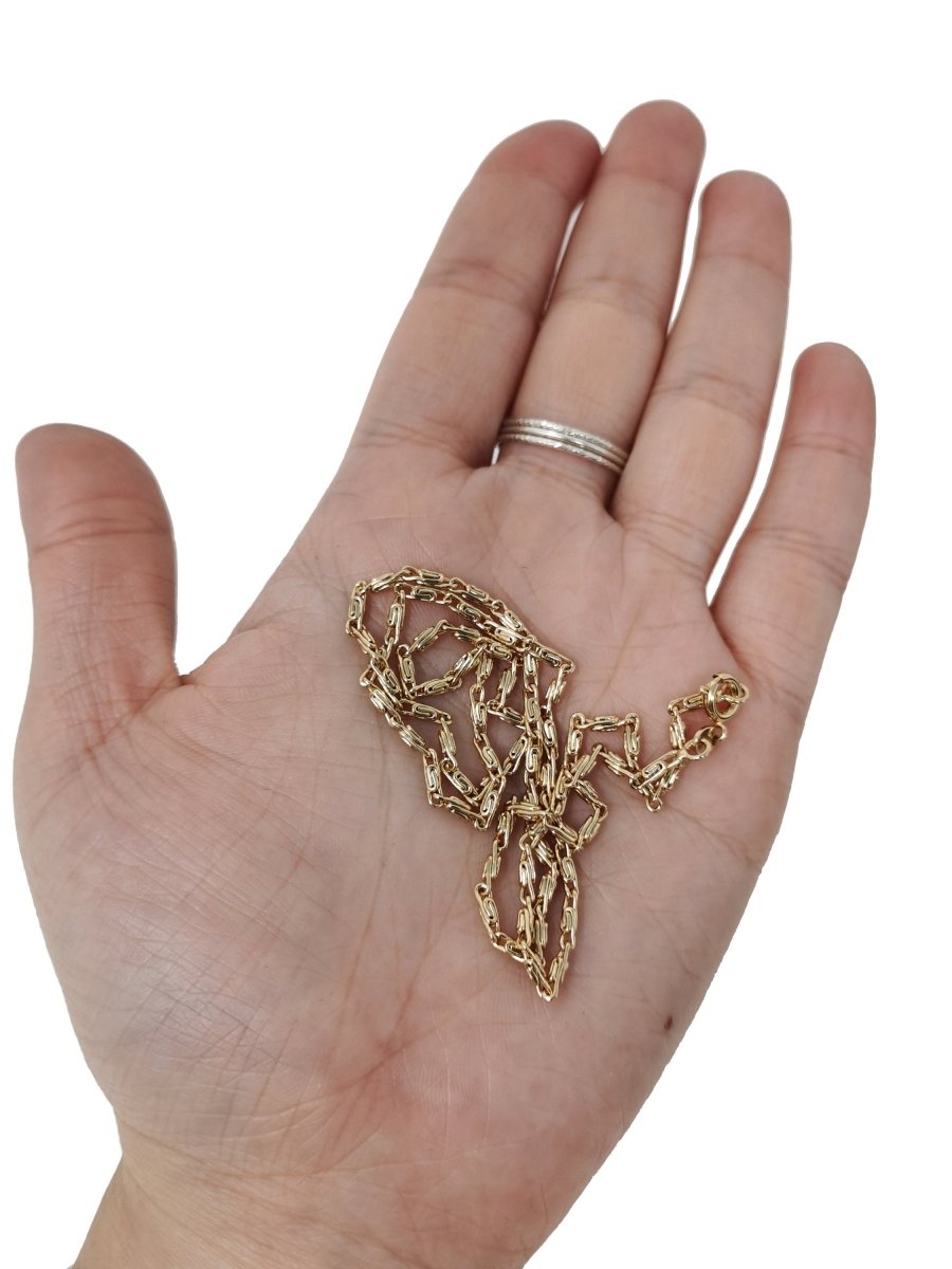 17.7'' Ready to Use 18K Gold Filled Designed Necklace Chain, Layering Designed Chain, Dainty 2mm Designed Necklace w/ Spring Ring | CN-441 Clearance Pricing - DLUXCA