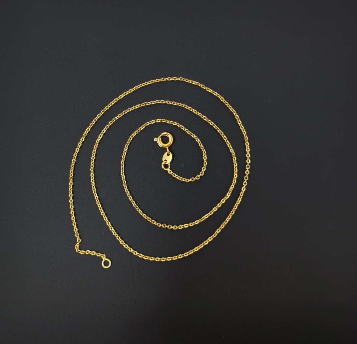 17.7'' Ready to Use 24K Gold Filled Thin Rolo Necklace Chain, Layering Rolo Chain Dainty Necklace, For Pendant Charm Necklace Making, Dainty 0.8mm Rolo Necklace w/ Spring Rings | CN-465 - DLUXCA