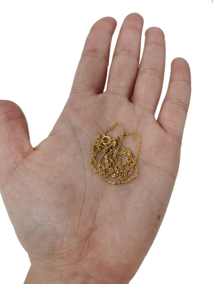 17.7'' Ready to Use 24K Gold Filled Thin Rolo Necklace Chain, Layering Rolo Chain Dainty Necklace, For Pendant Charm Necklace Making, Dainty 0.8mm Rolo Necklace w/ Spring Rings | CN-465 - DLUXCA