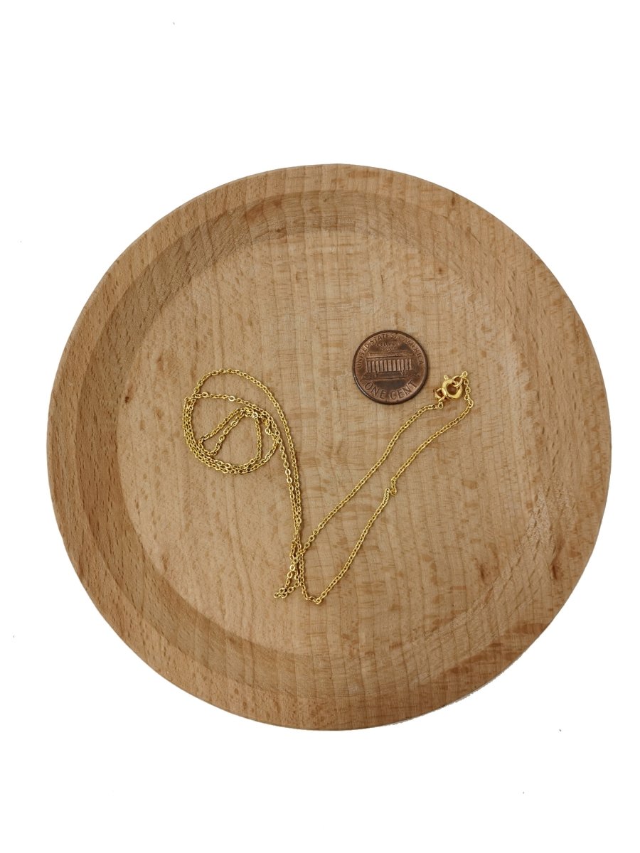 17.7'' Ready to Use 24K Gold Filled Thin Rolo Necklace Chain, Layering Rolo Chain Dainty Necklace, For Pendant Charm Necklace Making, Dainty 0.8mm Rolo Necklace w/ Spring Rings | CN-465 - DLUXCA