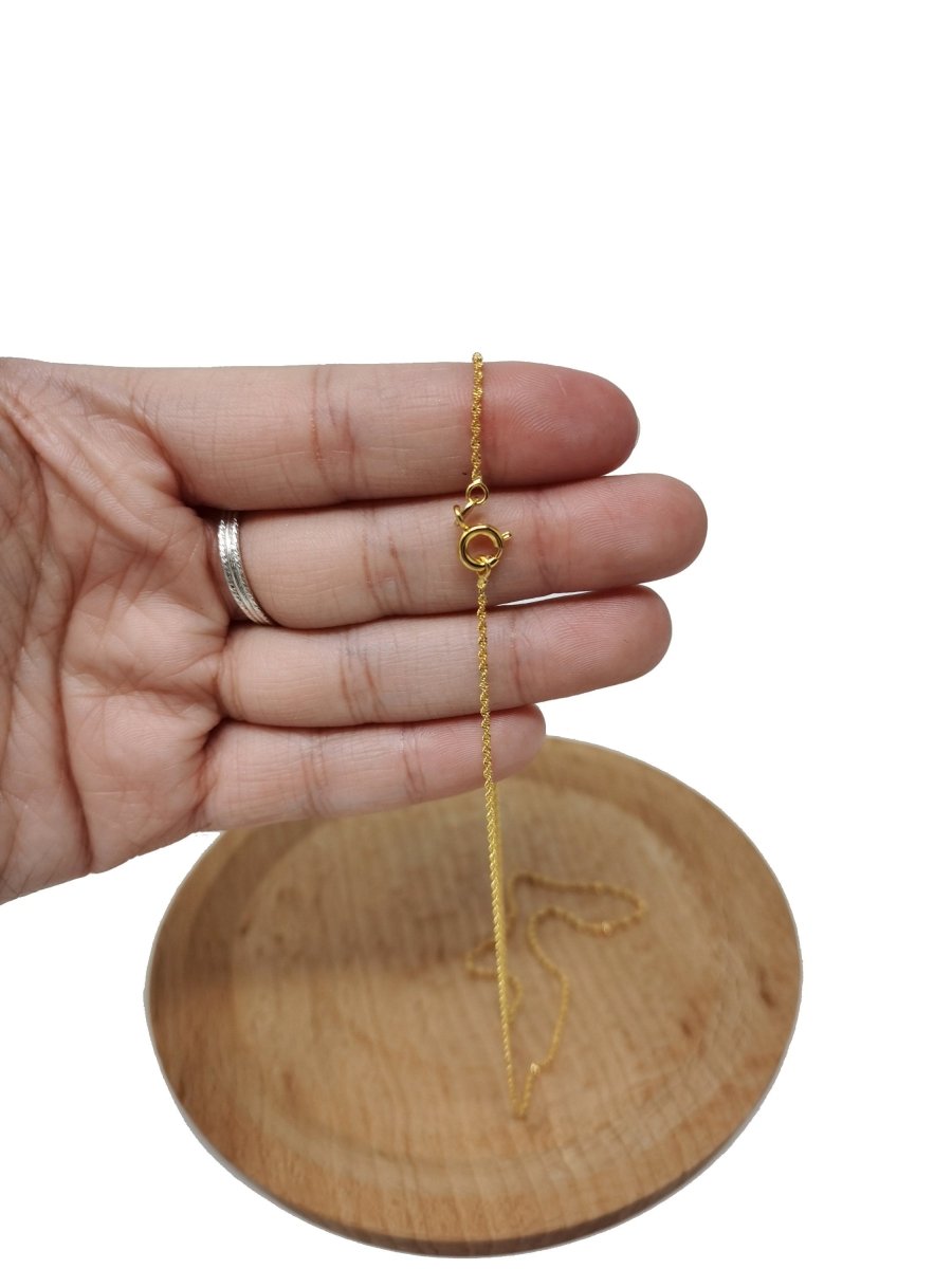 17.7'' Ready to Use 24K Gold Plated Rope Necklace Chain, Layering Rope Chain, Dainty 2.2mm Rope Necklace w/ Spring Ring | CN-003 Clearance Pricing - DLUXCA