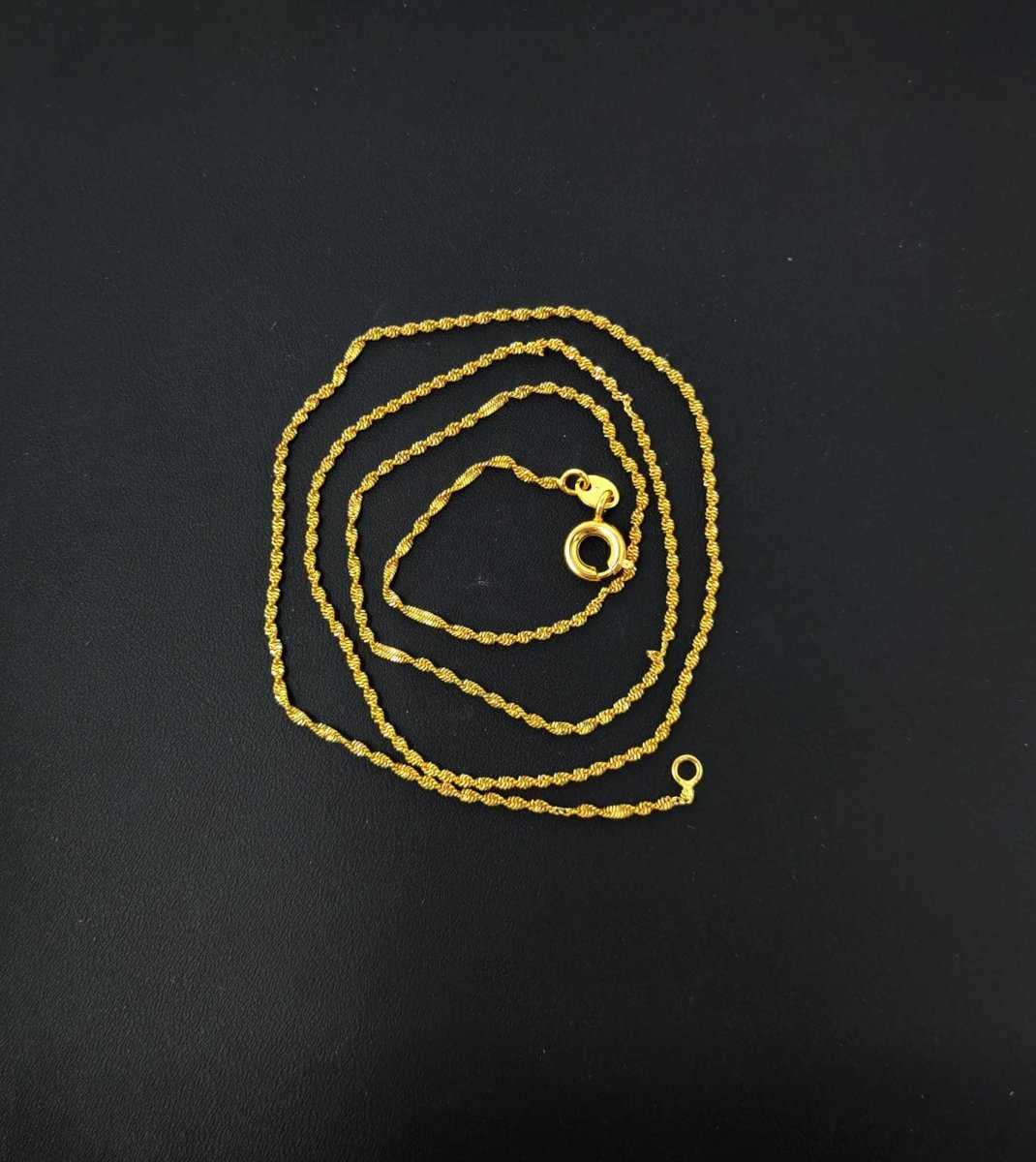 17.7'' Ready to Use 24K Gold Plated Rope Necklace Chain, Layering Rope Chain, Dainty 2.2mm Rope Necklace w/ Spring Ring | CN-003 Clearance Pricing - DLUXCA