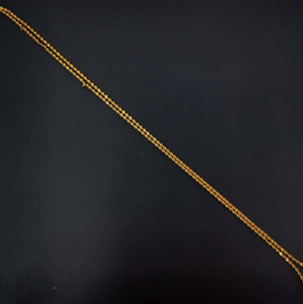 17.7'' Ready to Use 24K Gold Plated Rope Necklace Chain, Layering Rope Chain, Dainty 2.2mm Rope Necklace w/ Spring Ring | CN-003 Clearance Pricing - DLUXCA