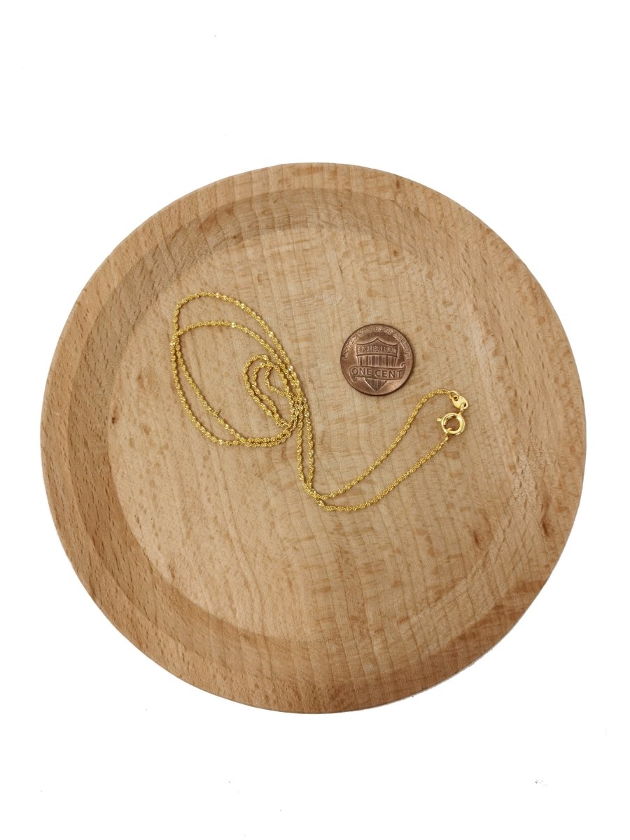 17.7'' Ready to Use 24K Gold Plated Rope Necklace Chain, Layering Rope Chain, Dainty 2.2mm Rope Necklace w/ Spring Ring | CN-003 Clearance Pricing - DLUXCA