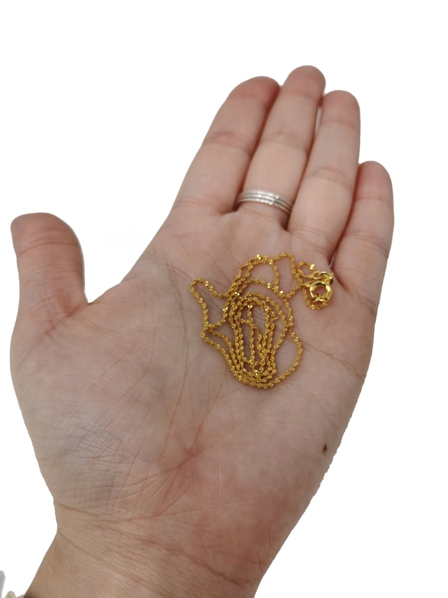 17.7'' Ready to Use 24K Gold Plated Rope Necklace Chain, Layering Rope Chain, Dainty 2.2mm Rope Necklace w/ Spring Ring | CN-003 Clearance Pricing - DLUXCA