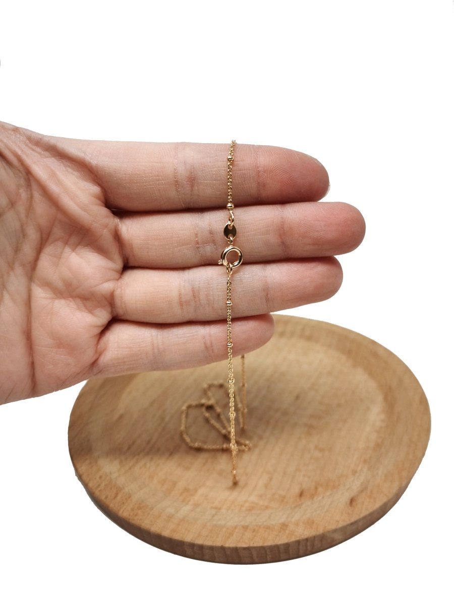 17.7" Ready To Use Rolo Layering Necklace, 18K Gold Plated Rolo Necklace For Pendant & Charm Necklace Making, Dainty 1mm Rolo Necklace w/ Spring Ring | CN-644 - DLUXCA