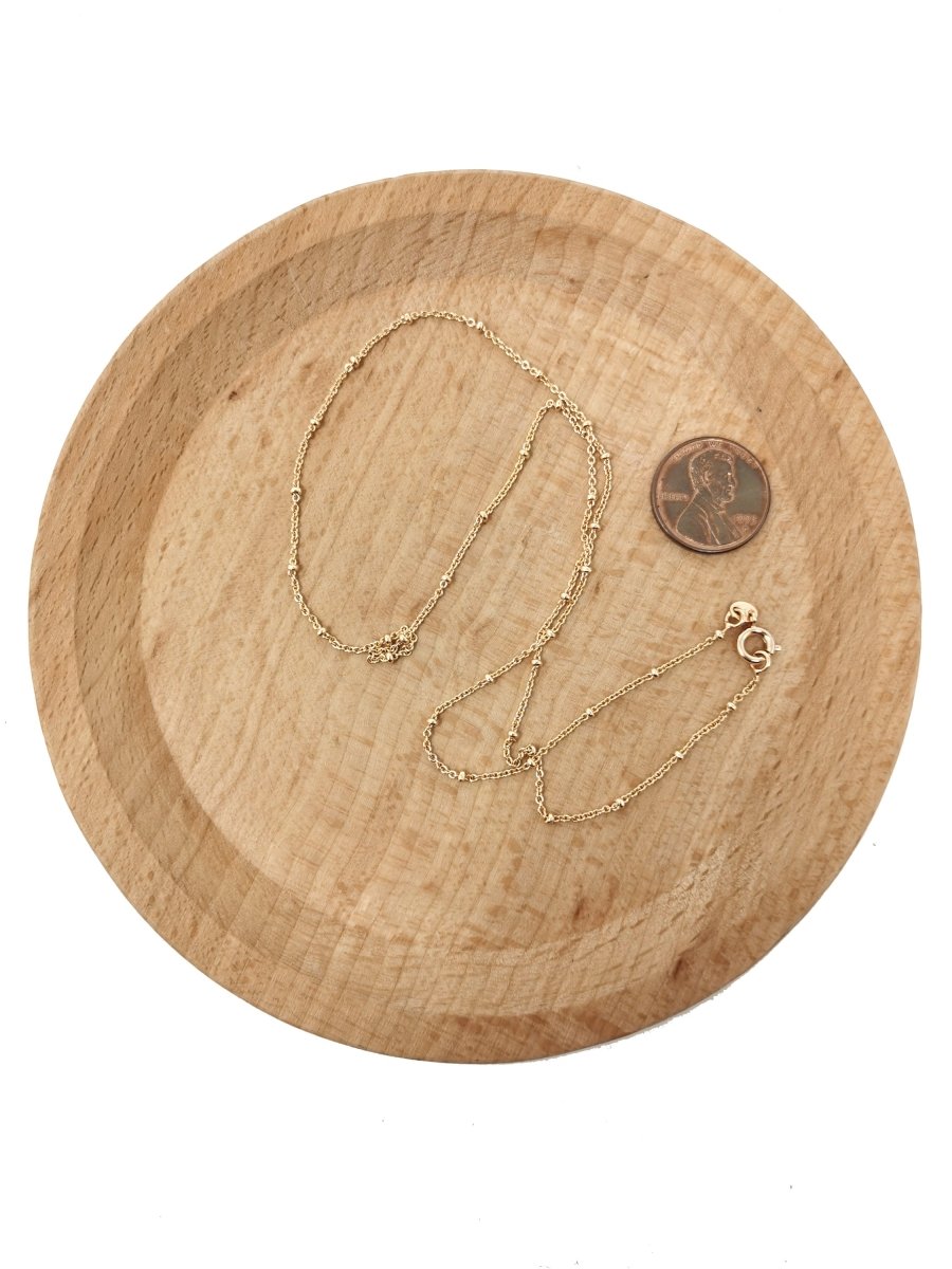 17.7" Ready To Use Rolo Layering Necklace, 18K Gold Plated Rolo Necklace For Pendant & Charm Necklace Making, Dainty 1mm Rolo Necklace w/ Spring Ring | CN-644 - DLUXCA