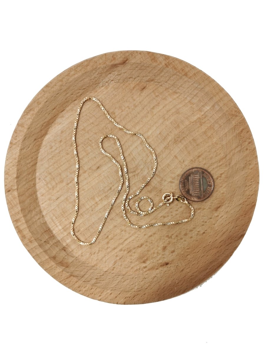 17.7" Ready To Wear 18K Rosy Gold Plated Box Chain Necklace, Layering Box Chain For Jewelry Making, Dainty 1mm Box Necklace w/ Spring Ring | CN-670 Clearance Pricing - DLUXCA