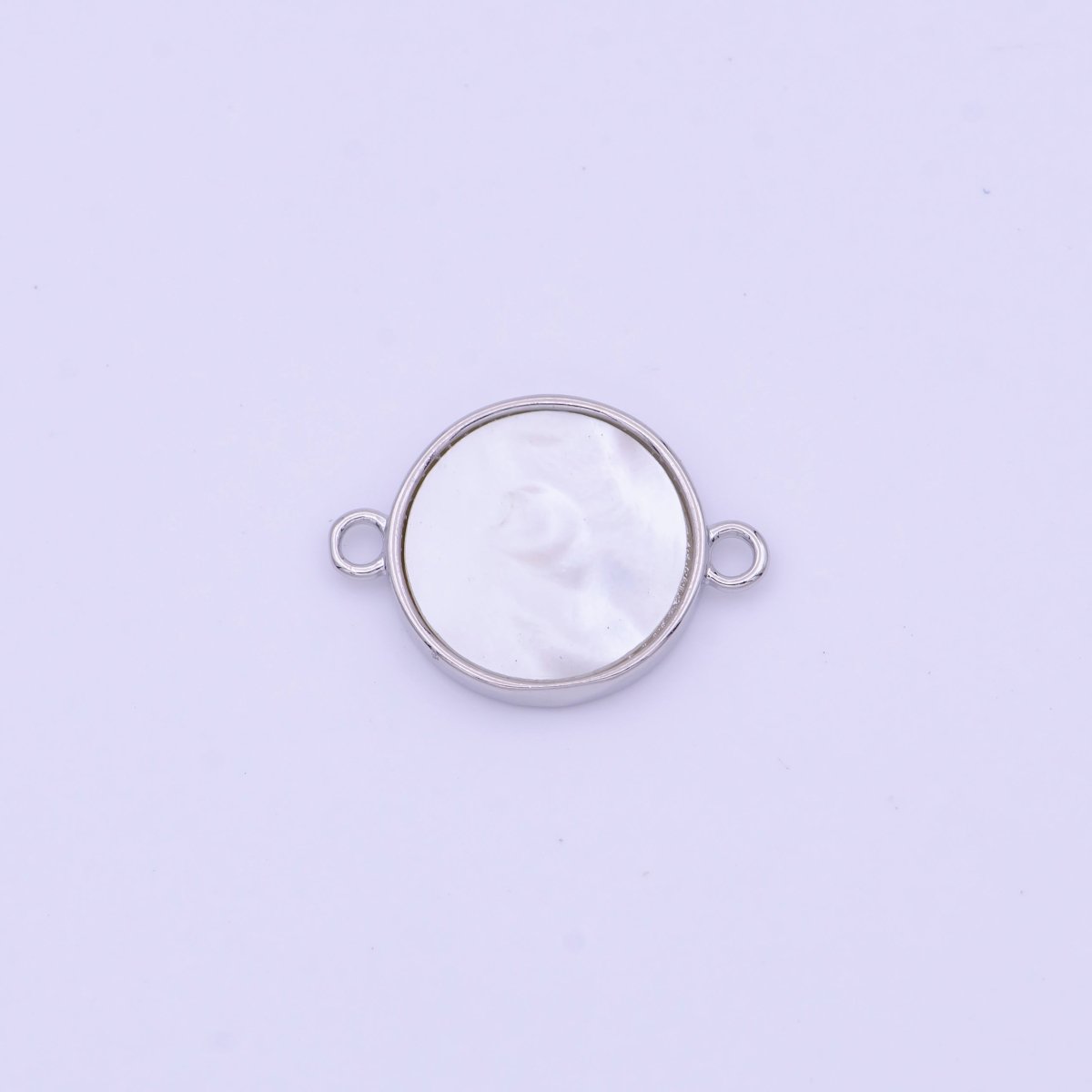 17mm Round Shell Pearl Minimalist Connector in Gold & Silver | Y-626 Y-627 - DLUXCA