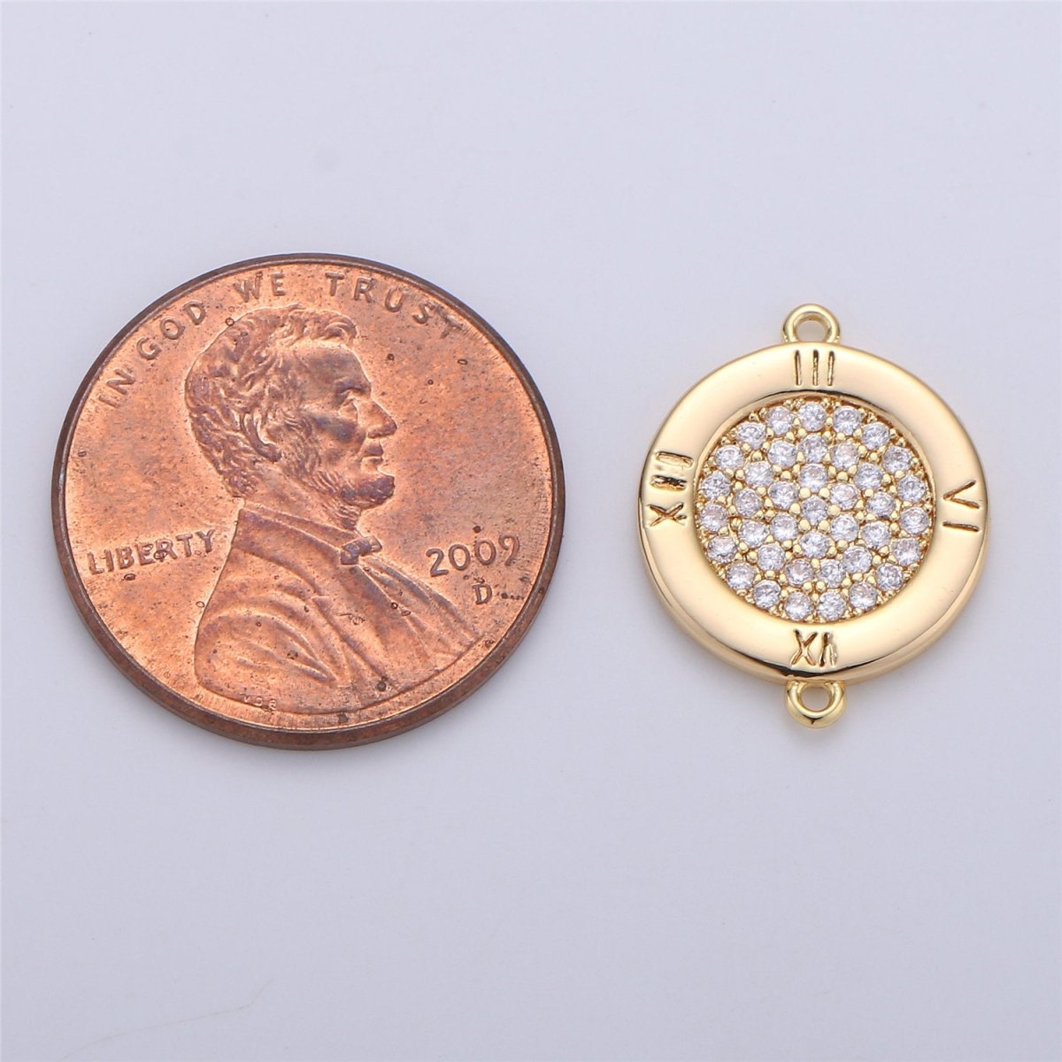 17x13mm 14k Gold Filled Clock Charms, Micro Pave Watch Charms, Bracelet Connector, Cubic Jewelry, Cz Time Charms F-323 - DLUXCA
