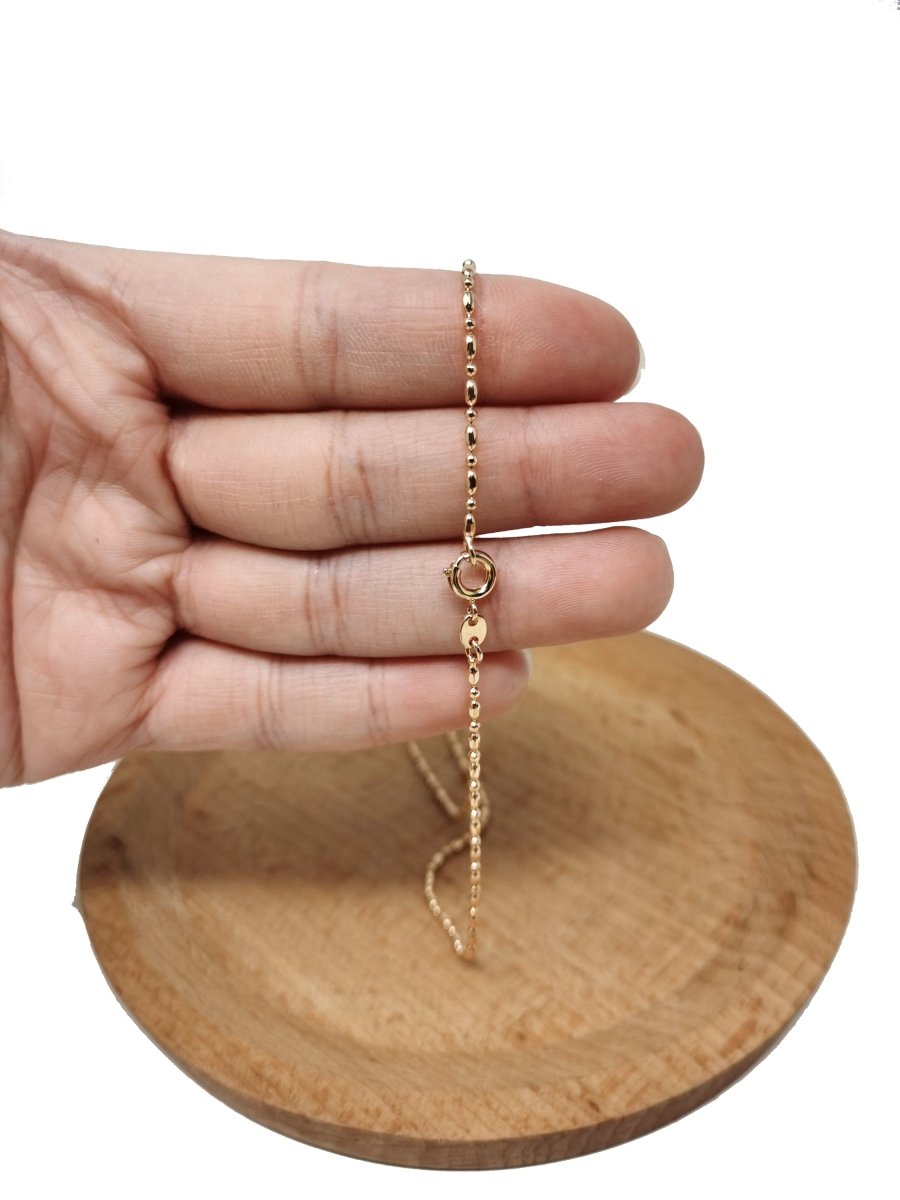 18" / 20" 18K Rosy Gold Filled Bead Necklace Chain, 18" / 20" Layering Beaded Chain, Dainty 1.5mm Necklace w/ Spring Ring | CN-698 CN-700 Clearance Pricing - DLUXCA