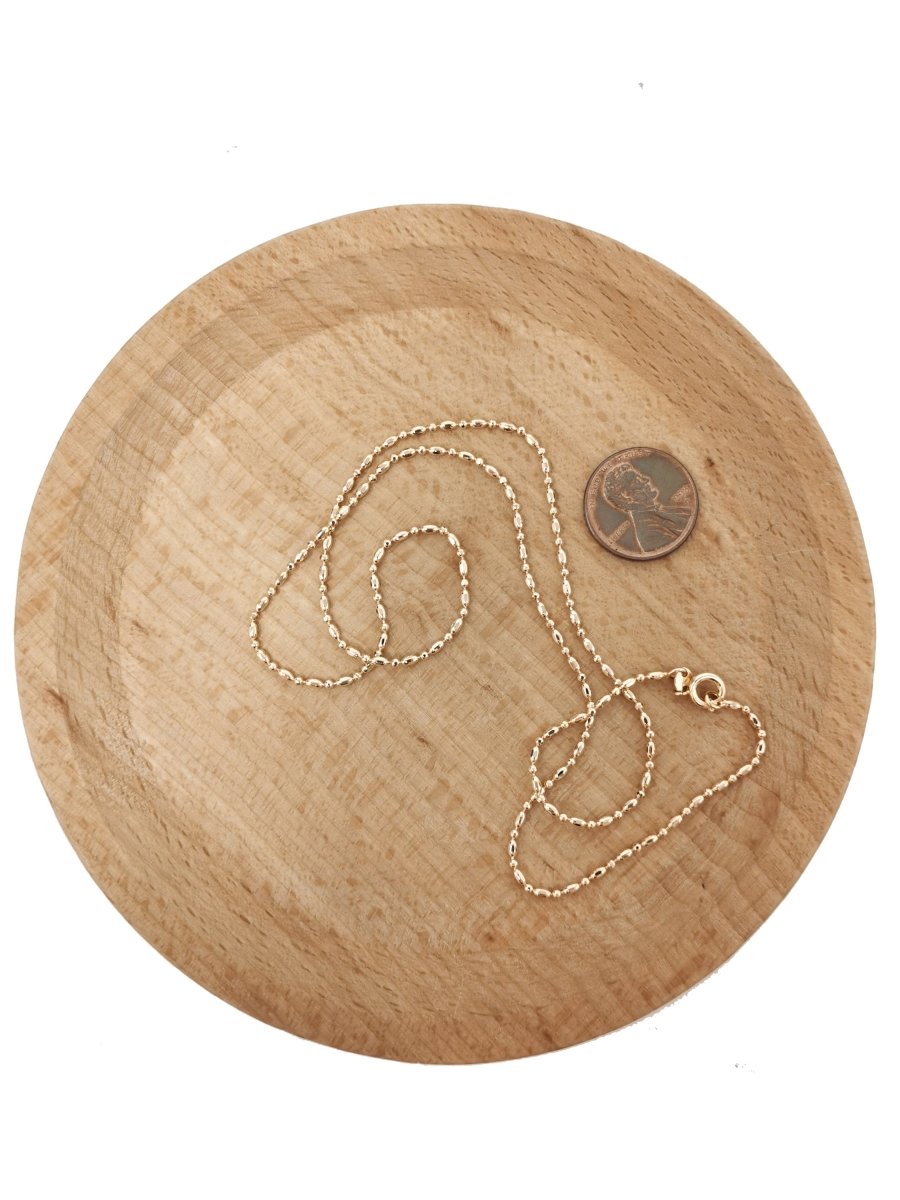 18" / 20" 18K Rosy Gold Filled Bead Necklace Chain, 18" / 20" Layering Beaded Chain, Dainty 1.5mm Necklace w/ Spring Ring | CN-698 CN-700 Clearance Pricing - DLUXCA