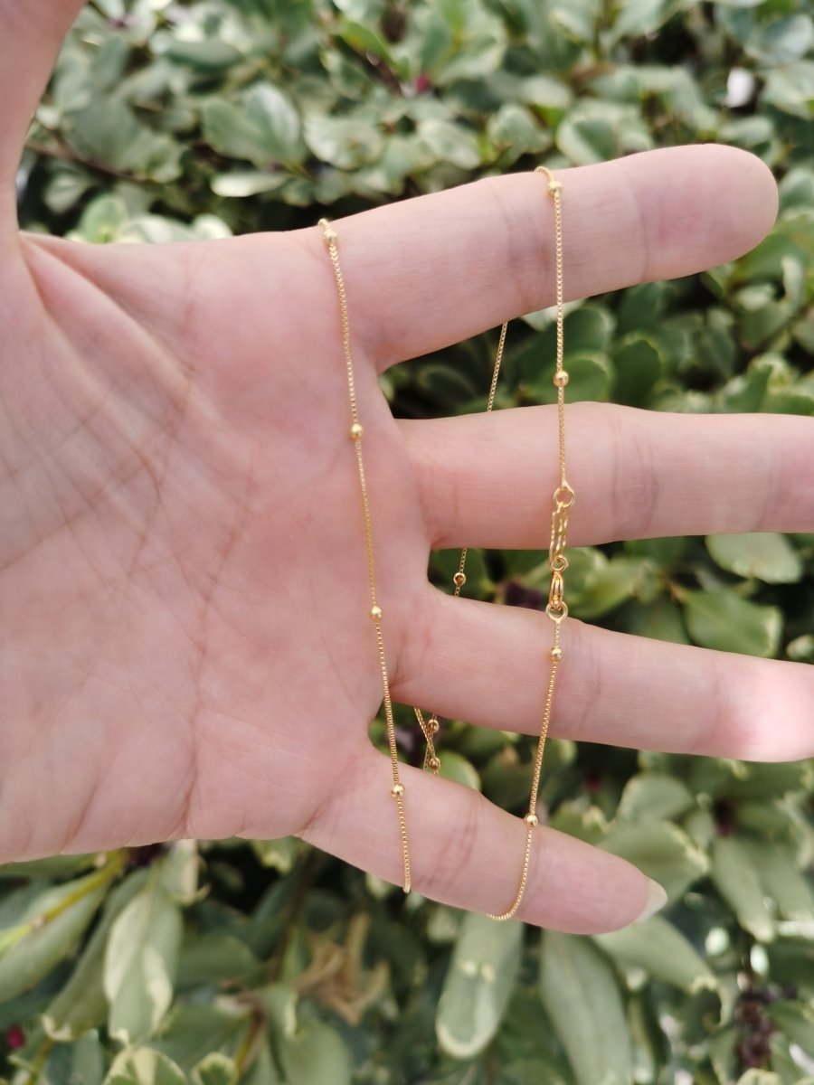 18 inch Box Chain Necklace, 24K Gold Plated Box Finished Chain For Jewelry Necklace Making, Dainty 2mm Box Necklace w/ Spring Ring | CN-761 Clearance Pricing - DLUXCA