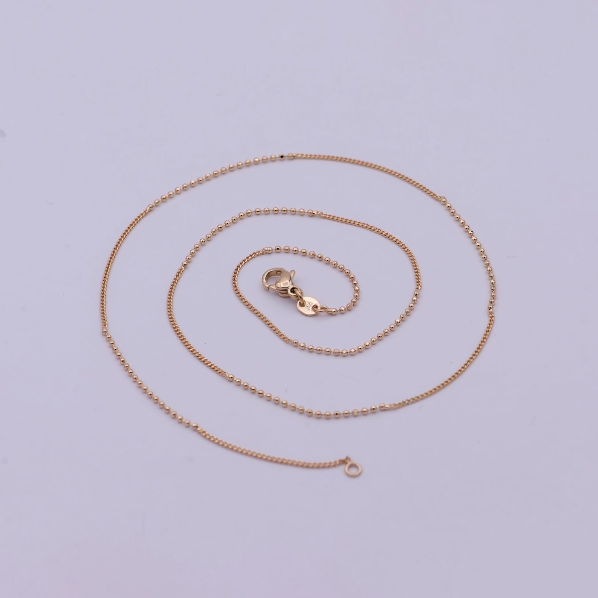 18 inch Long Fusion Necklace Beaded With Curb Chain Fancy Chain Necklace in 18k Gold Filled | WA-538 Clearance Pricing - DLUXCA