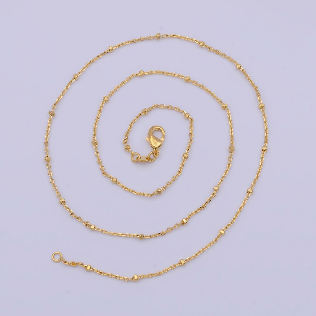 18" Ready to Wear Gold Filled Satellite Chain, Satellite Beaded Chain with Lobster Clasp, Simple Everyday Layering Necklace | WA-1121 - DLUXCA