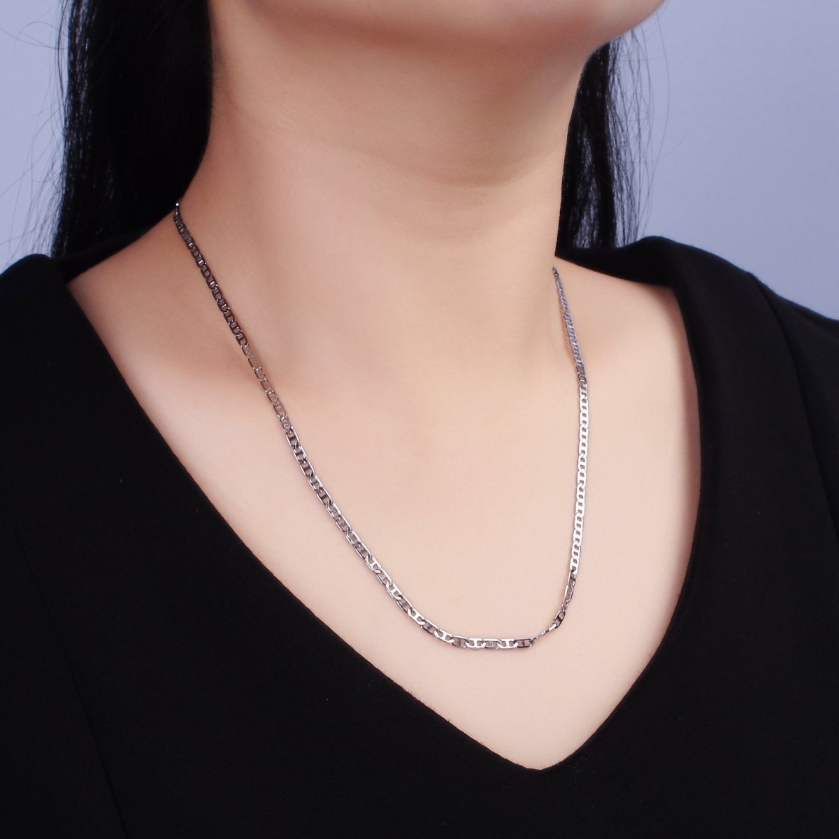18.3 inch Stainless Steel Flat Mariner Chain For Wholesale Chains And Jewelry Making Supplies Findings | WA-2099 Clearance Pricing - DLUXCA