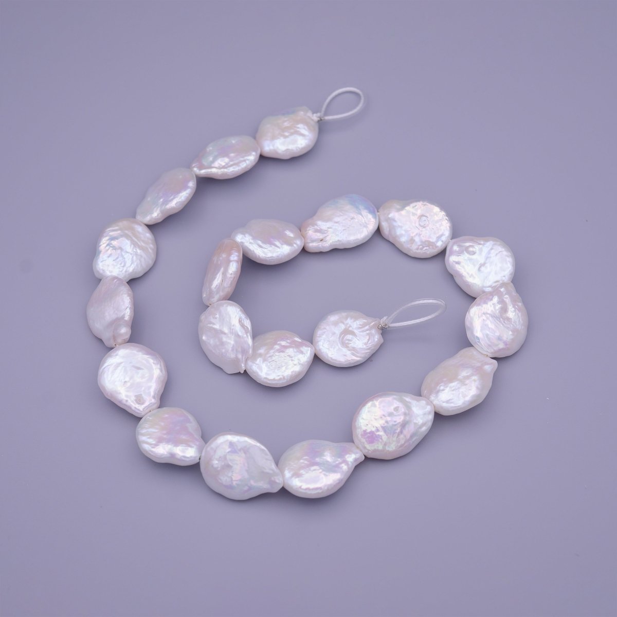 18.4mm Natural Flat Heishi Freshwater Pearls 20pcs Full Strand | WA-1326 Clearance Pricing - DLUXCA