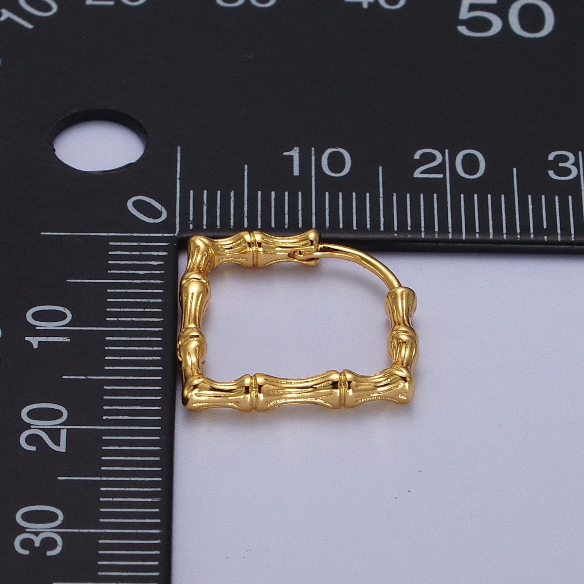 18K, 16K, 24K Gold Filled 20mm Bamboo Rhombus Geometric Hoops Earring | Y-310 Y-311 Y-312 - DLUXCA