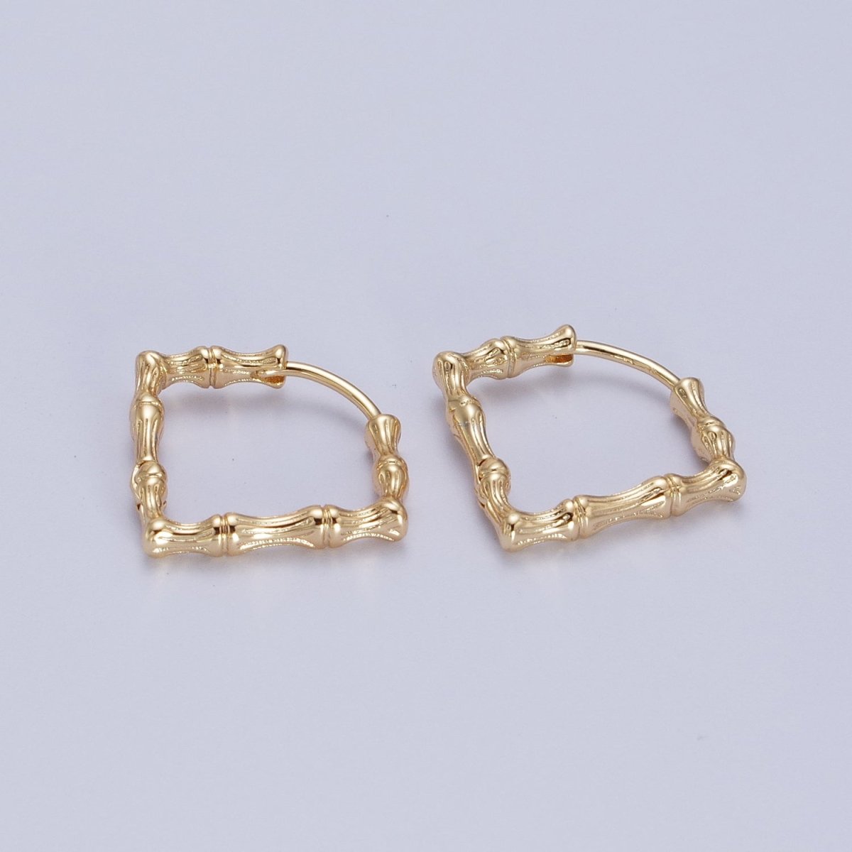18K, 16K, 24K Gold Filled 20mm Bamboo Rhombus Geometric Hoops Earring | Y-310 Y-311 Y-312 - DLUXCA