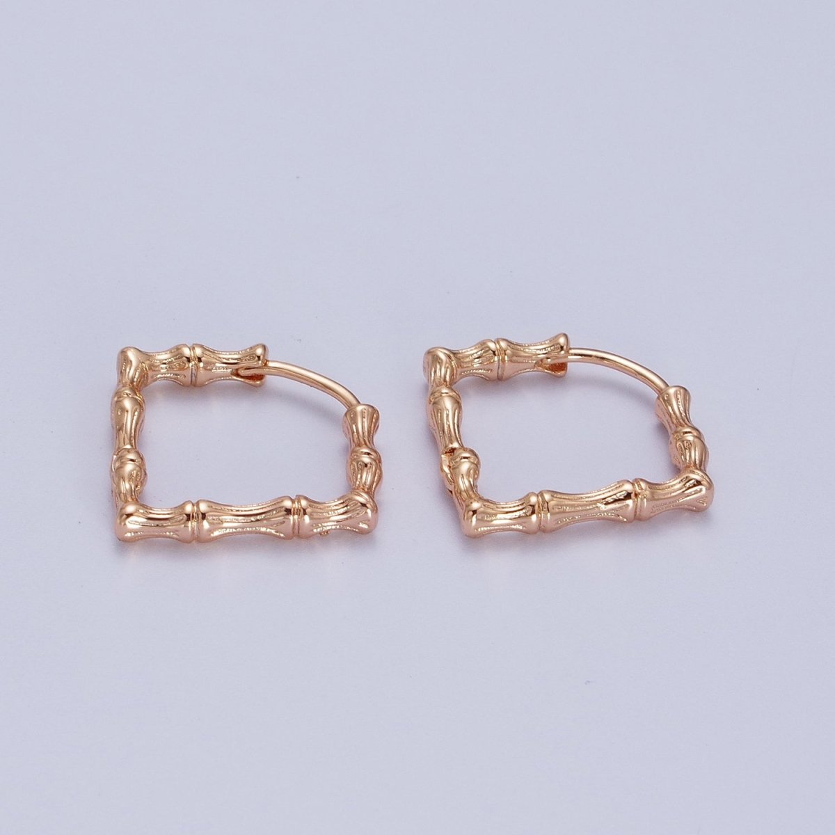 18K, 16K, 24K Gold Filled 20mm Bamboo Rhombus Geometric Hoops Earring | Y-310 Y-311 Y-312 - DLUXCA