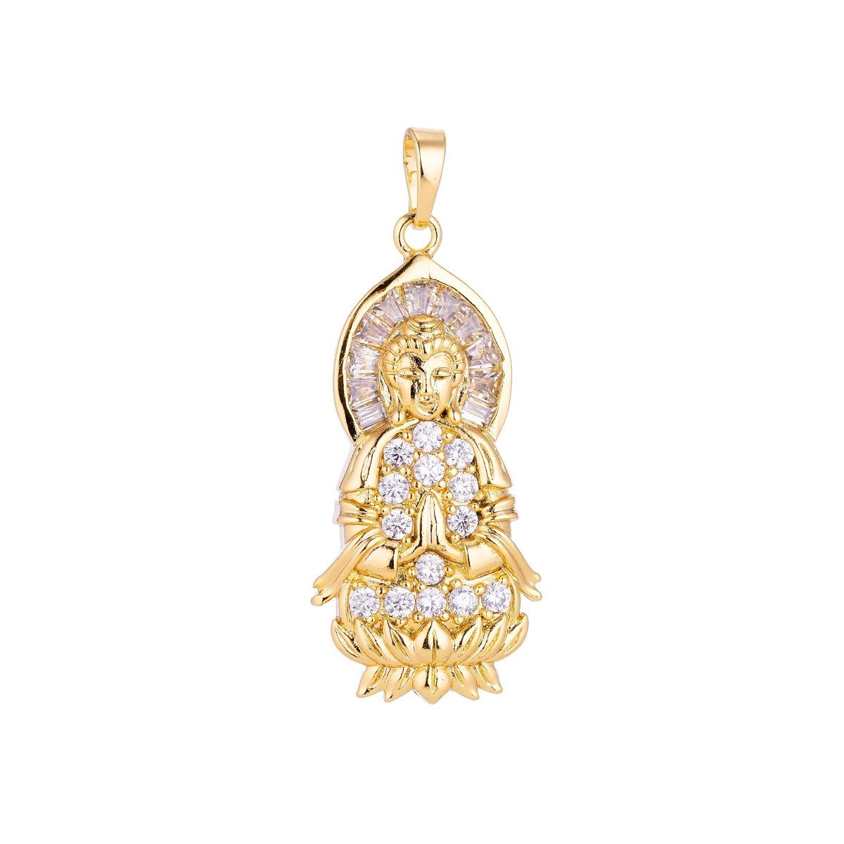 18K, 24K Gold Fill Buddha, Meditation Peace Zen Good Karma Buddhism Buddhist Layer Necklace PENDANT Charm Bead Bails Findings for Jewelry Making H-580 I-886 - DLUXCA
