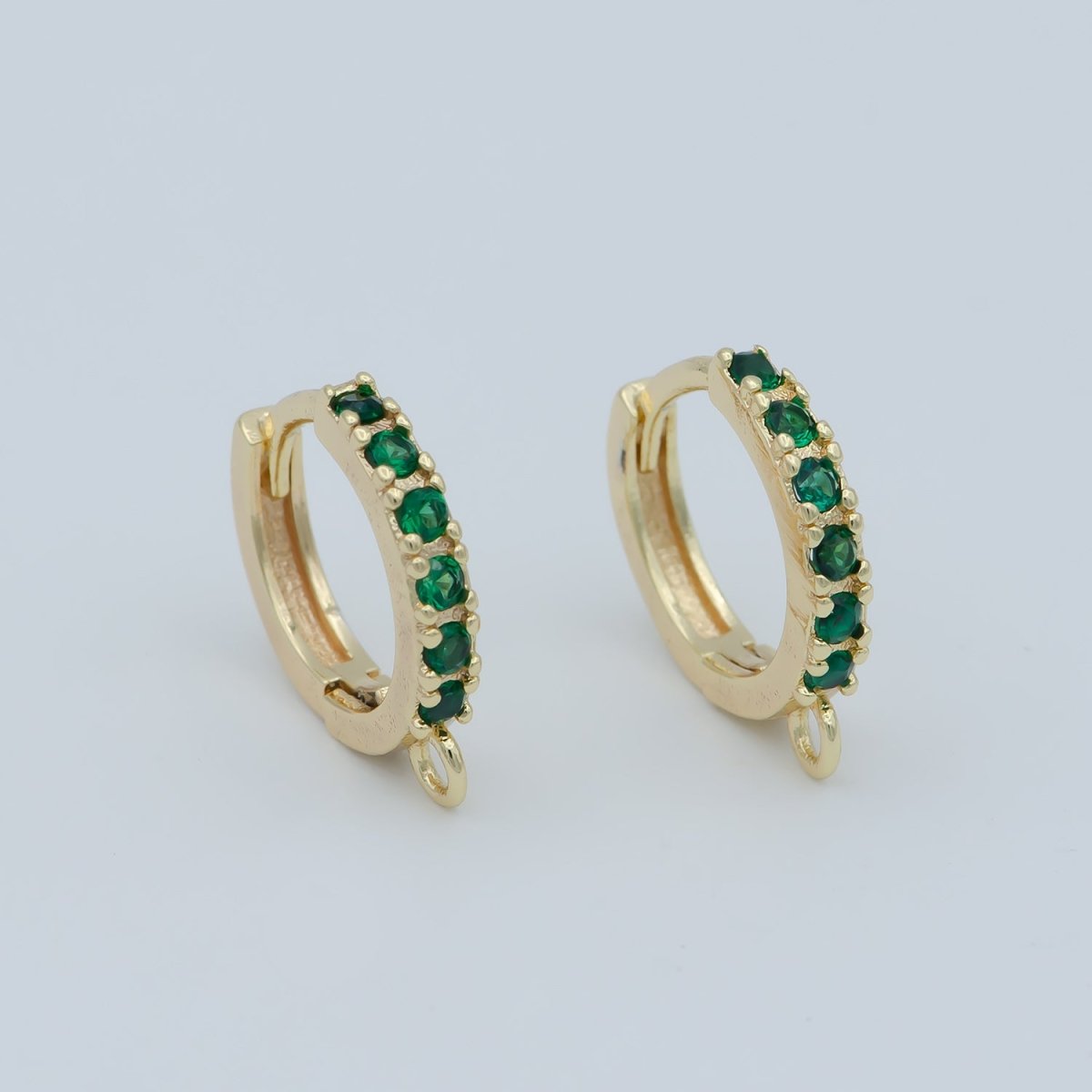 18K Emerald Green Gold Filled Round Huggies Earring Supplies Open Link earring For DIY Jewelry Making Earring Making L-390 - DLUXCA