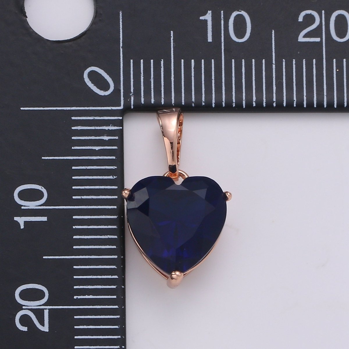 18k Gold Fill Charm Dark Blue Heart Cubic Zirconia Charm w/ Colored CZ Crystal Gem Stone GemStone Pendant Valentine Jewelry Supply J-201 - DLUXCA
