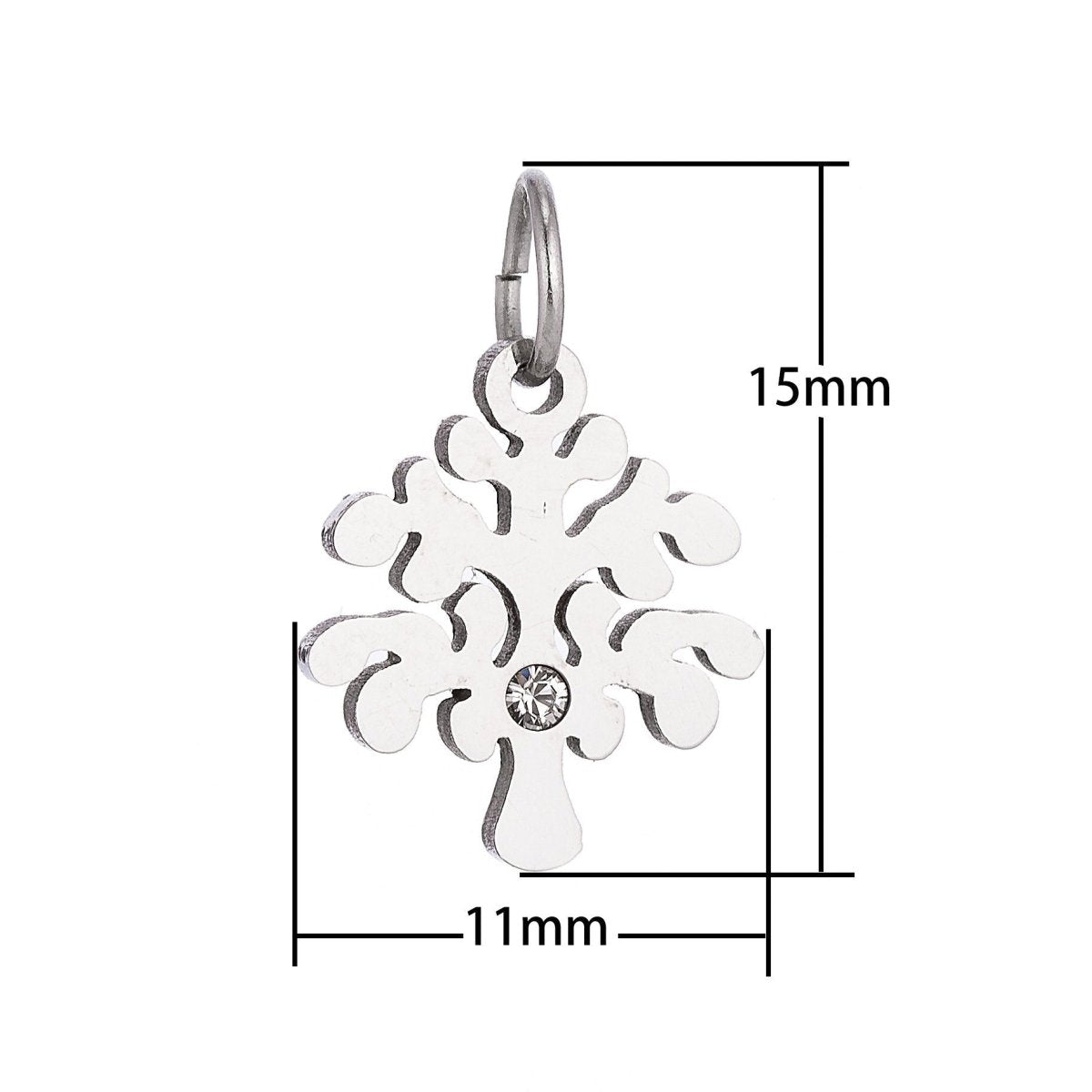 18k Gold Fill Minimalist Dainty Tree of Life w/ Cubic Zirconia Bracelet Charm Necklace Pendant Hoop Earring Findings for Jewelry Making E-633 - DLUXCA