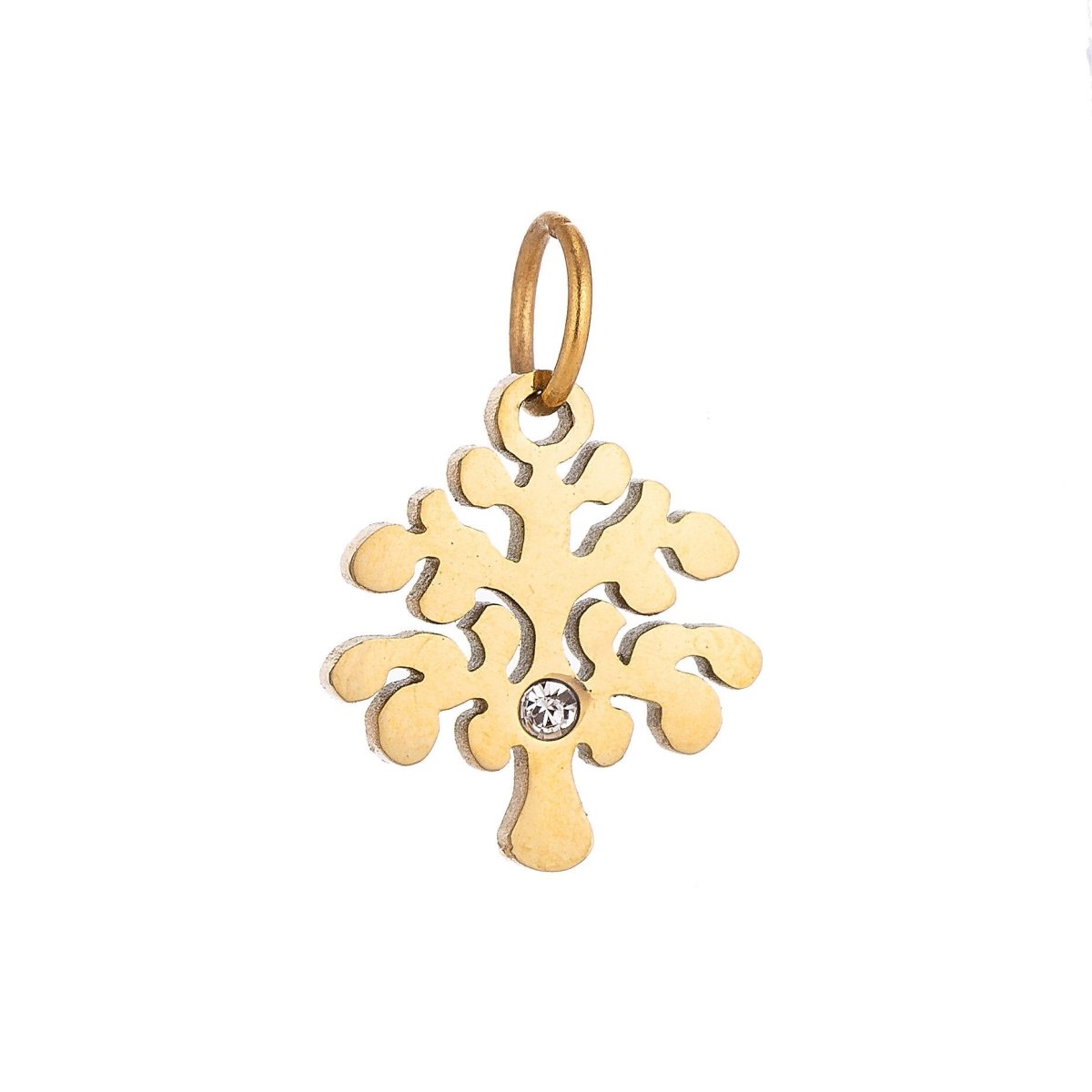 18k Gold Fill Minimalist Dainty Tree of Life w/ Cubic Zirconia Bracelet Charm Necklace Pendant Hoop Earring Findings for Jewelry Making E-633 - DLUXCA