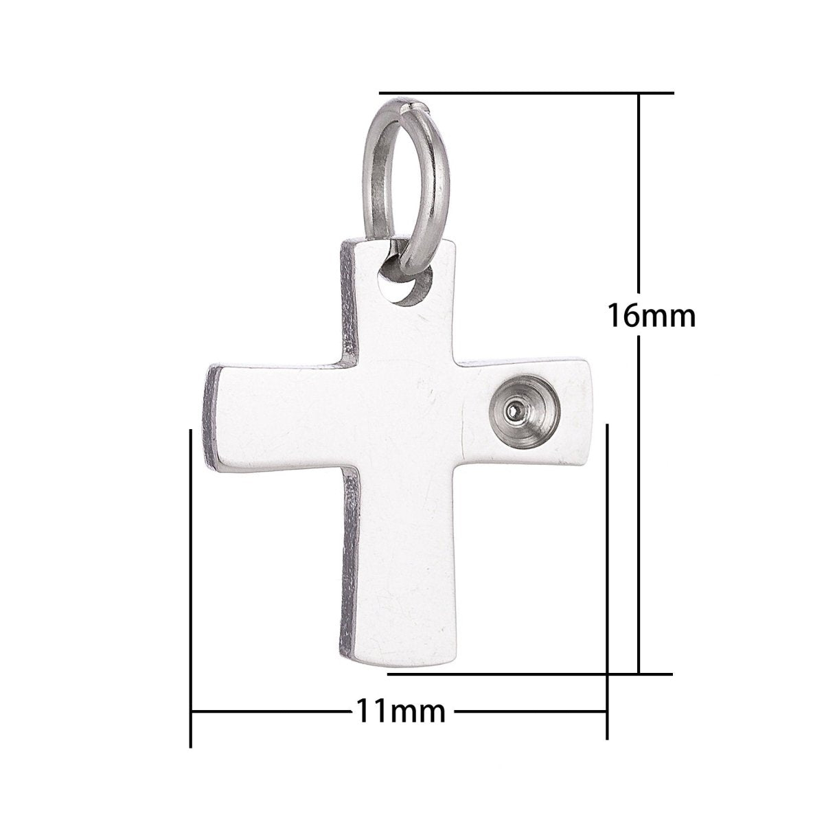 18k Gold Fill Stainless Steel Minimalist Dainty Cross Cubic Zirconia Bracelet Charm Necklace Pendant Findings for Jewelry Making E-630 - DLUXCA