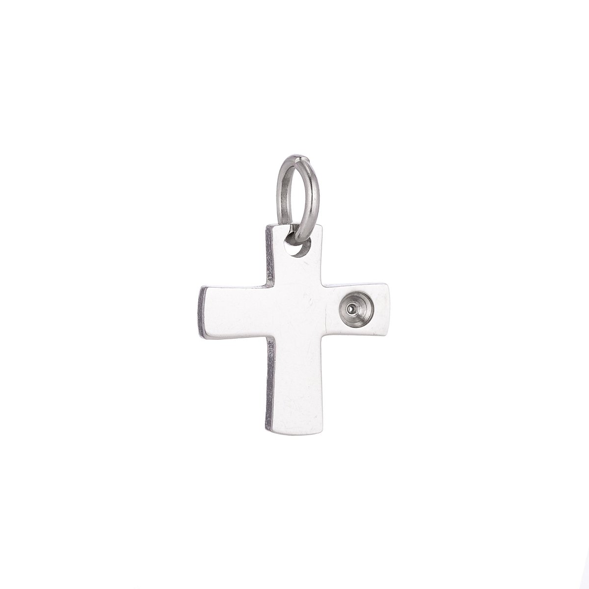 18k Gold Fill Stainless Steel Minimalist Dainty Cross Cubic Zirconia Bracelet Charm Necklace Pendant Findings for Jewelry Making E-630 - DLUXCA