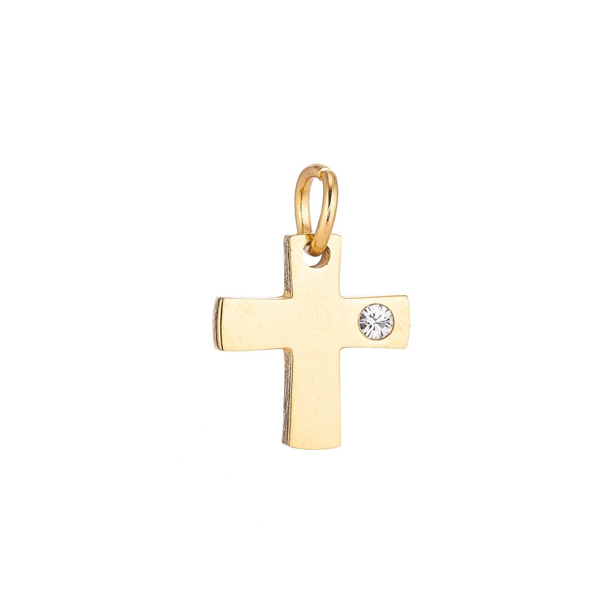 18k Gold Fill Stainless Steel Minimalist Dainty Cross Cubic Zirconia Bracelet Charm Necklace Pendant Findings for Jewelry Making E-630 - DLUXCA