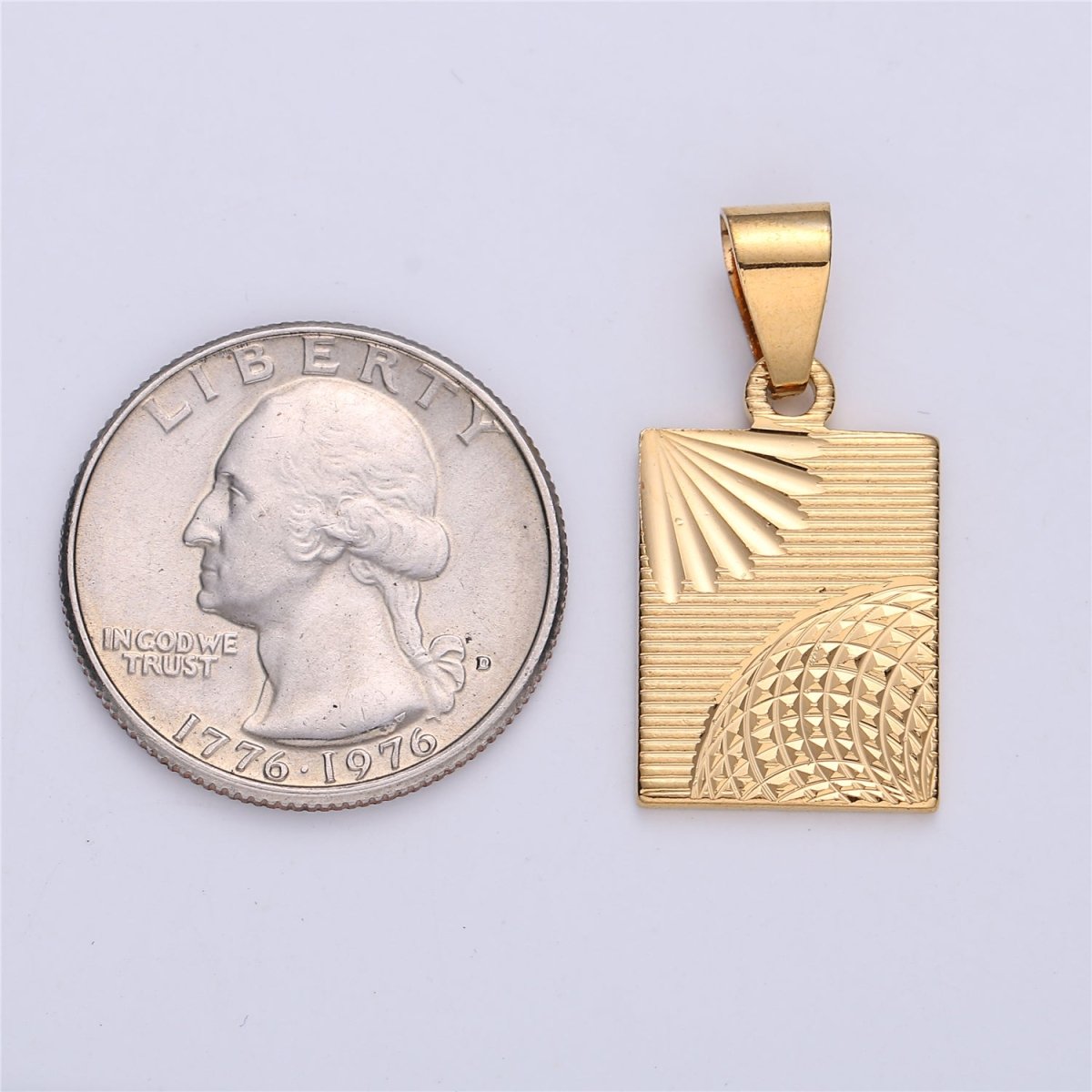 18k Gold Fill Sun Pendant Shiny Celestial Sun Bar Charm Gold Filled Pendant Sun Gold Medallion Necklace Rectangle Bar Earring Findings I-153 - DLUXCA