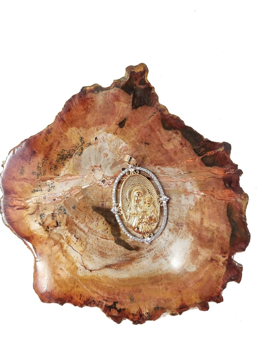 18k Gold Fill Virgin Mary Pendant Mother Mary Vintage Design Pendant Cubic Zircon Micro Pave Charm Religious Pendant Charms I-140 - DLUXCA