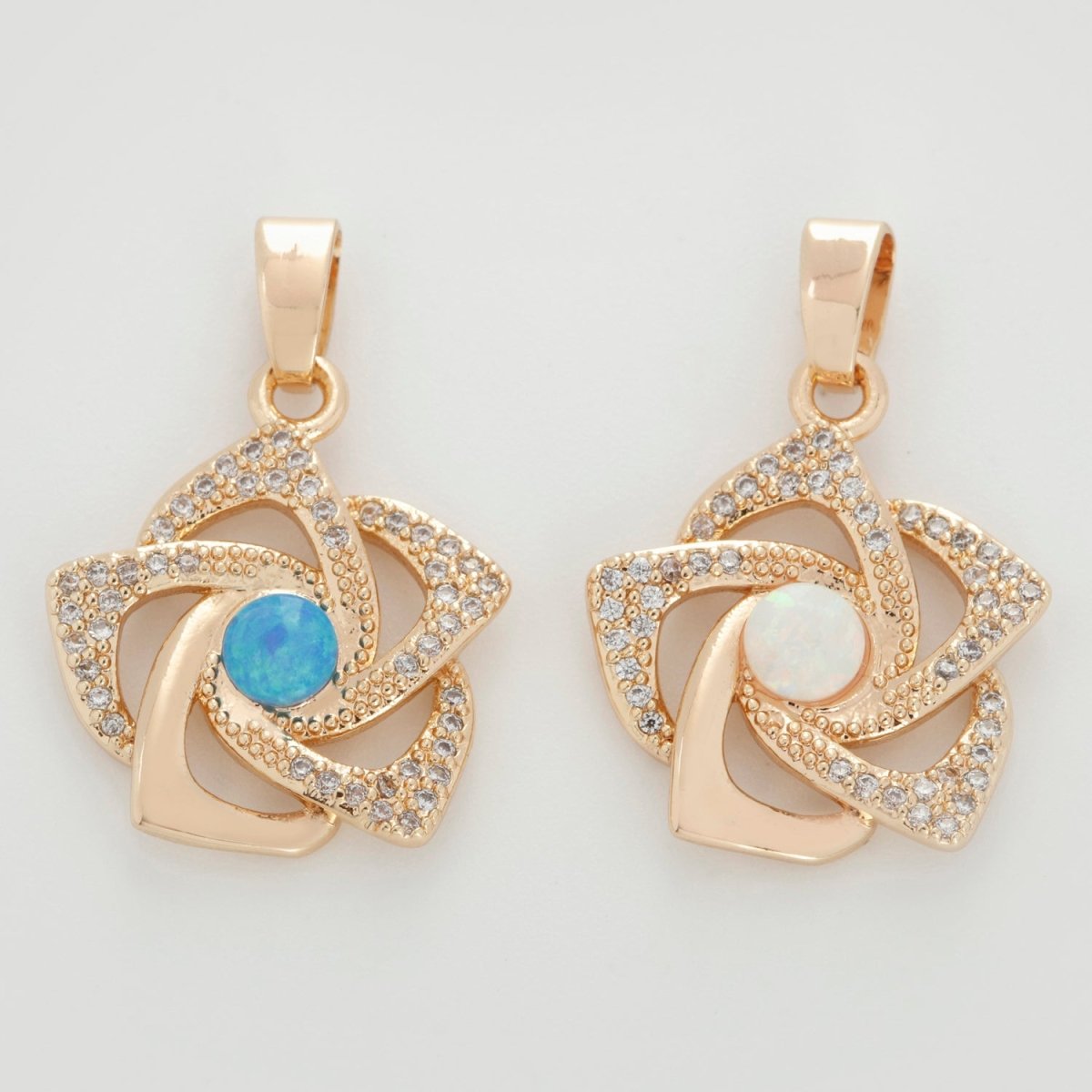 18k Gold Fill Wind Spinning Pinwheel Pendant Flower Opal Pendant For Necklace Bracelet Earring N-1400 N-1401 - DLUXCA